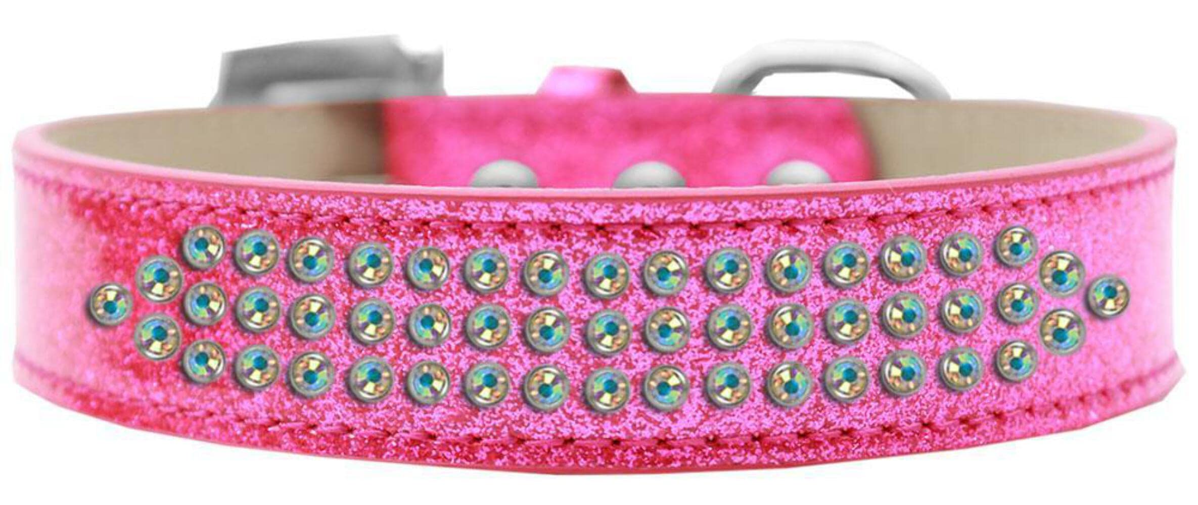 Mirage Pet Products Three Row AB Crystal Ice Cream Dog Collar, Size 20, Silver