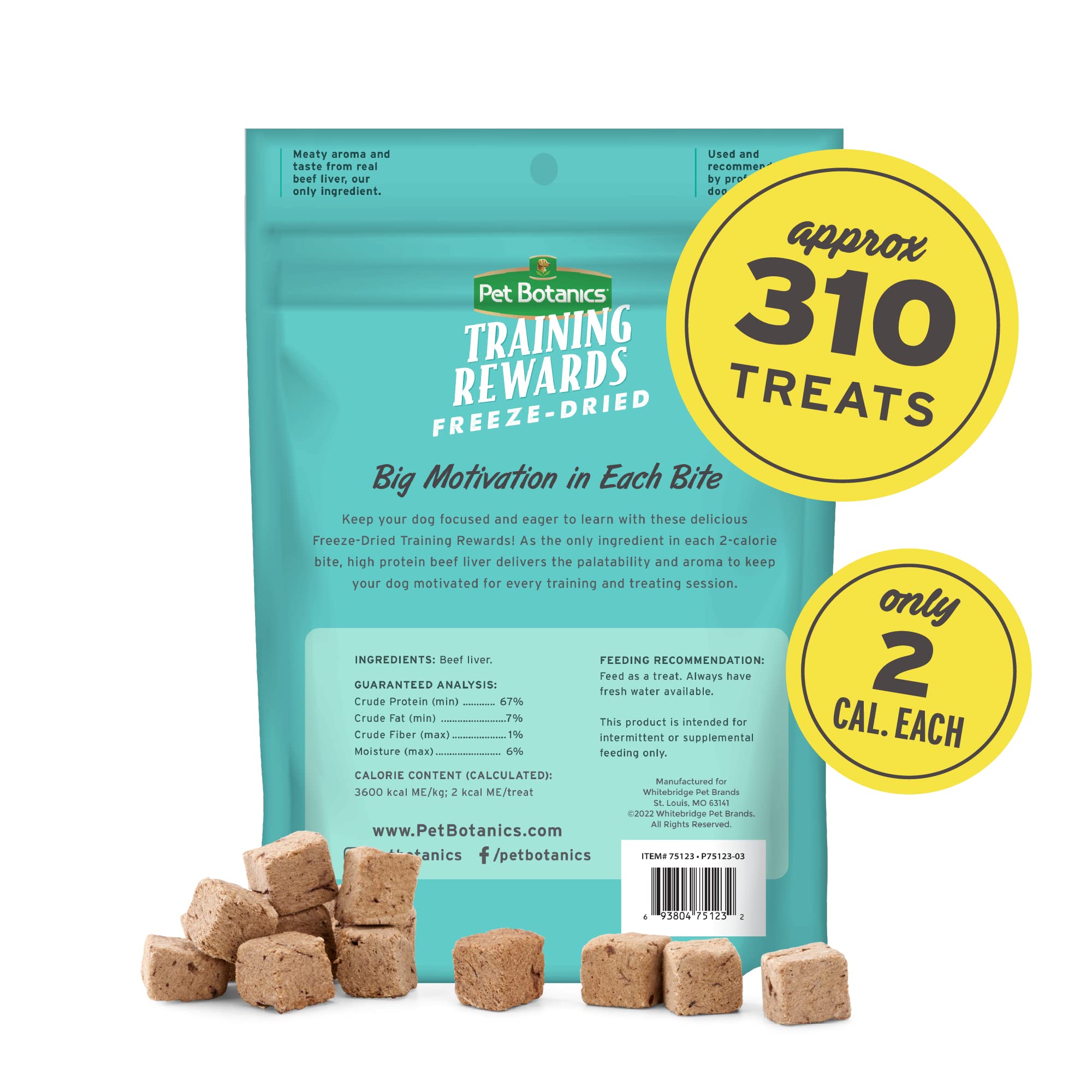 Pet Botanics 6 Oz. Pouch Training Reward Freeze Dried, Beef Liver Flavor, with 310 Treats Per Bag, The Choice of Top Trainers