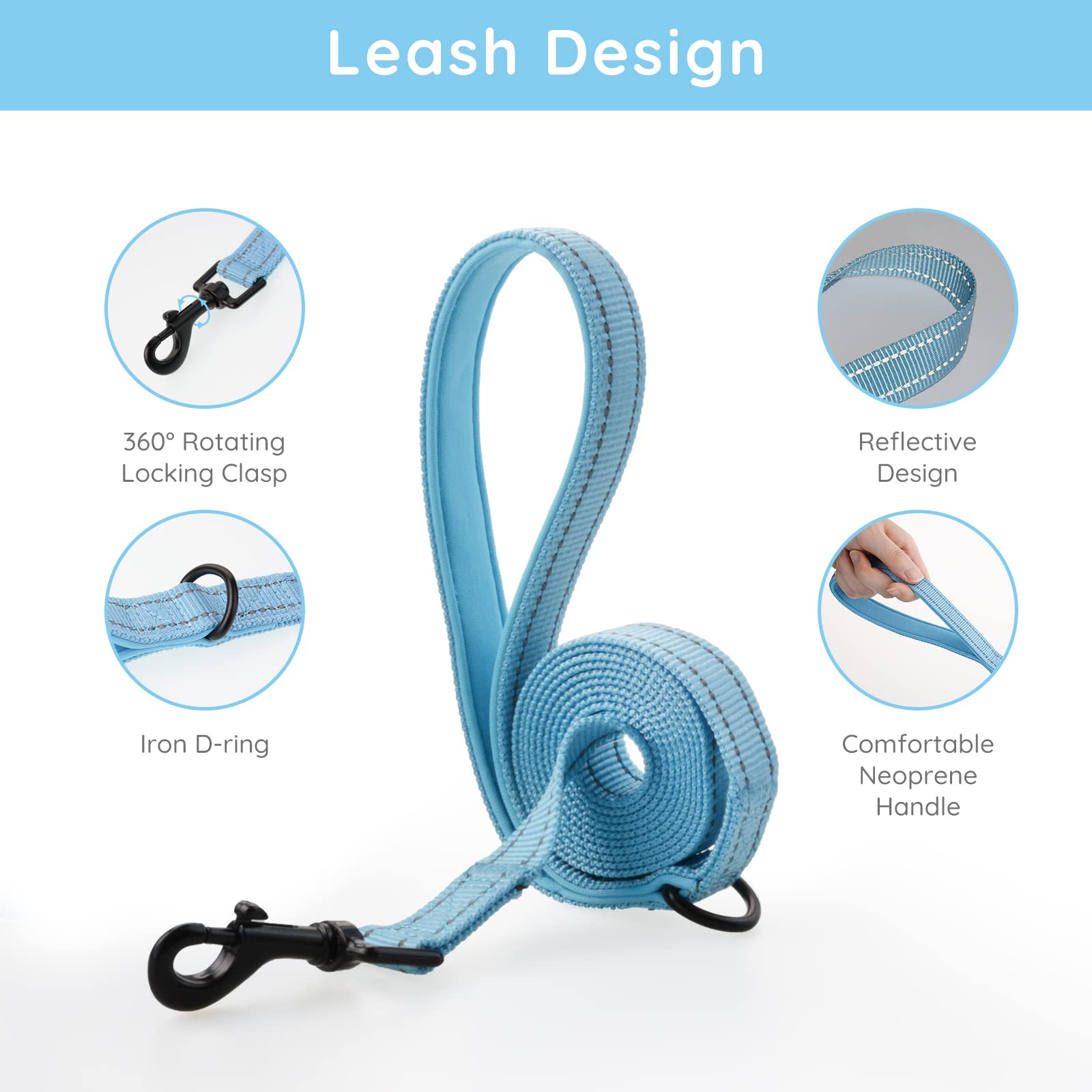 Bella & Pal Puppy Harness & Leash Set, No Pull, Step-In Harness For Extra Small Dogs, Blue, Xxs