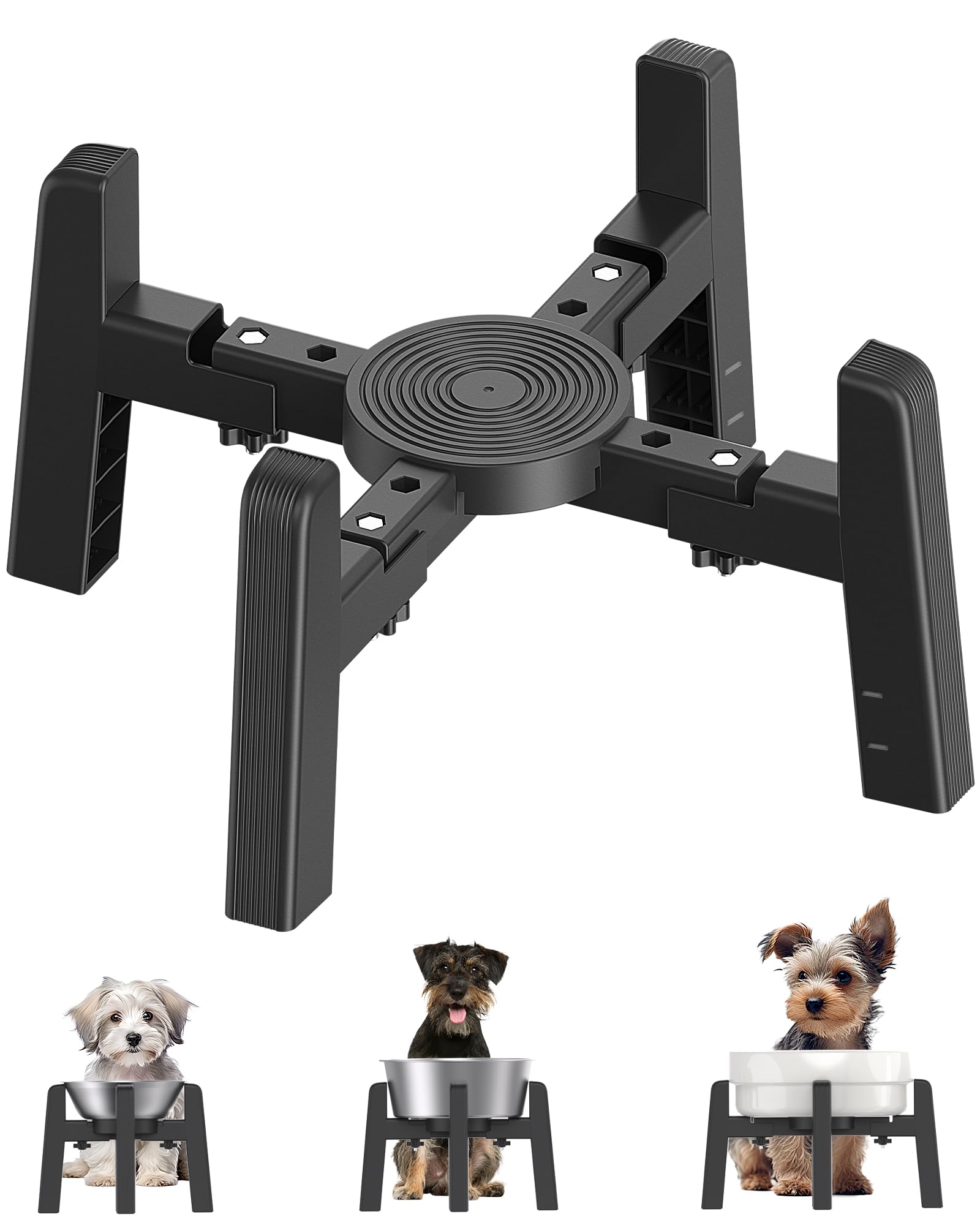 CZPET Dog Bowl Stand with Adjustable Width [Stand Only], Single Raised Pet Water & Food Feeder for Medium Dogs, Stable and Anti-