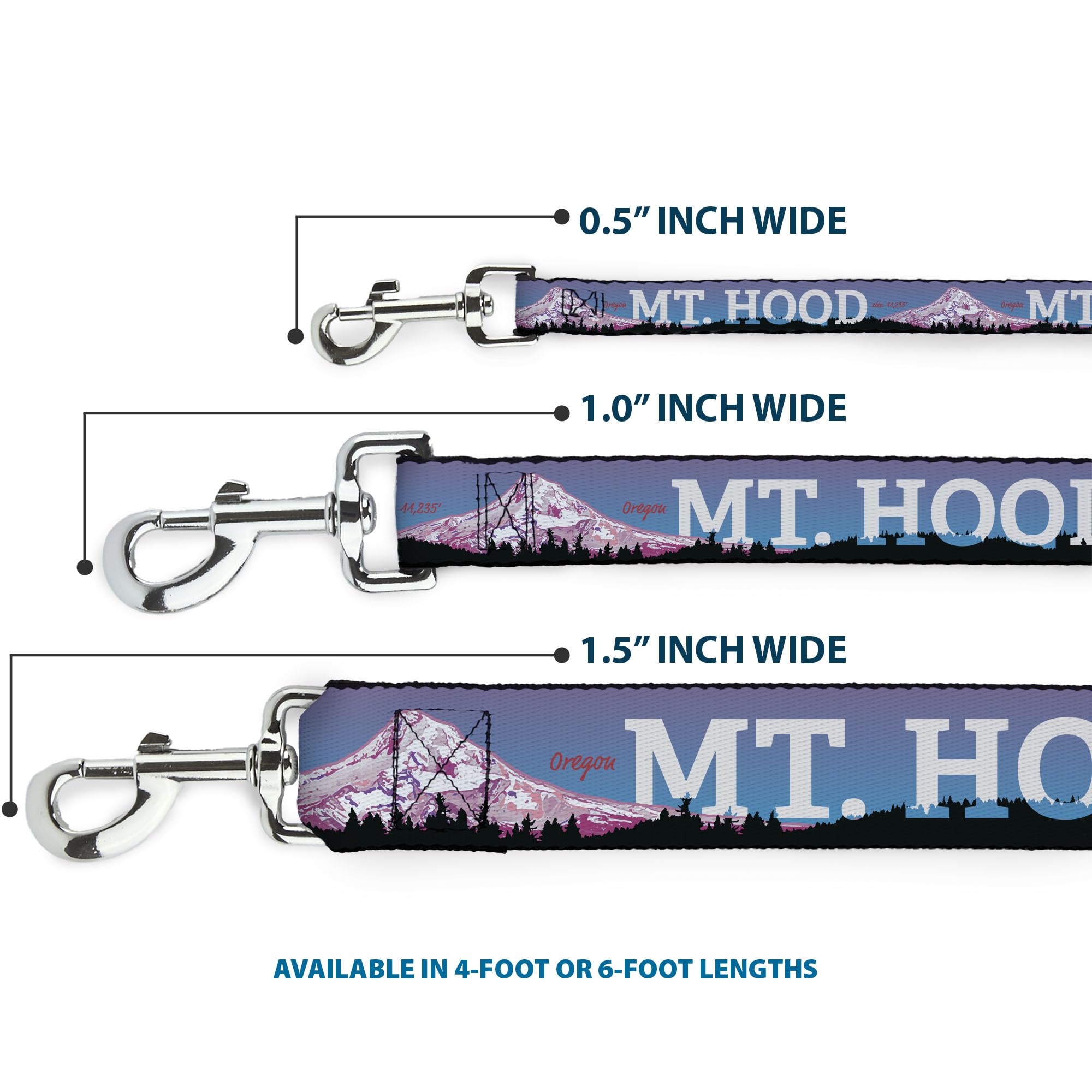 Dog Leash Oregon Mt Hood Scenery Blues Purples Black White 6 Feet Long 1.5 Inch Wide