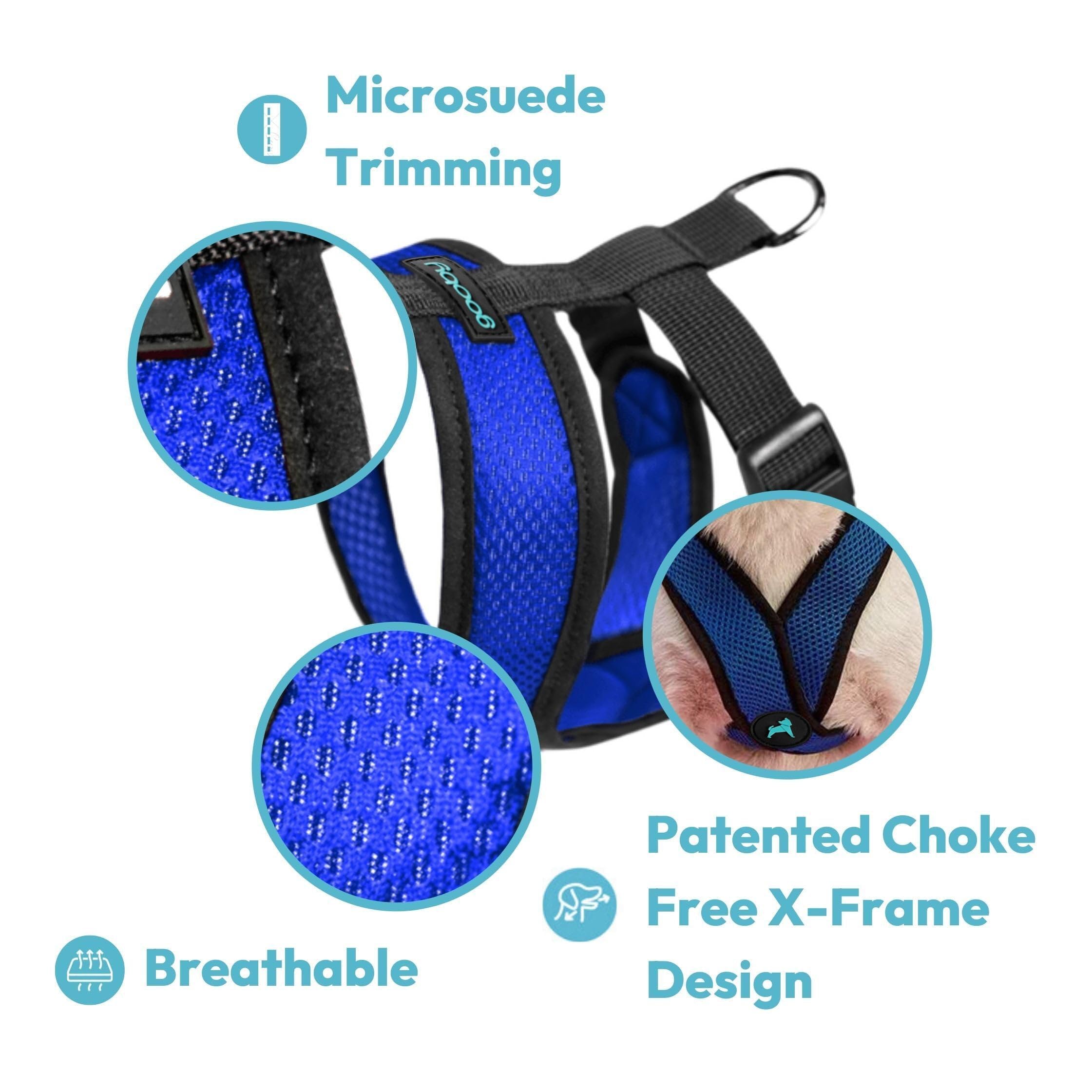 Gooby Black X-Large Polyester Comfort X Harness For Small Dogs, No Pull, Choke-Free, Lightweight Mesh, Machine Washable