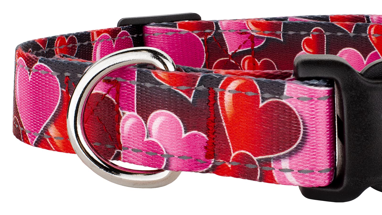 Country Brook Petz - Deluxe Romantic Hearts Reflective Dog Collar Collection Featuring Night Safe Designs (1 Inch, Extra Large)