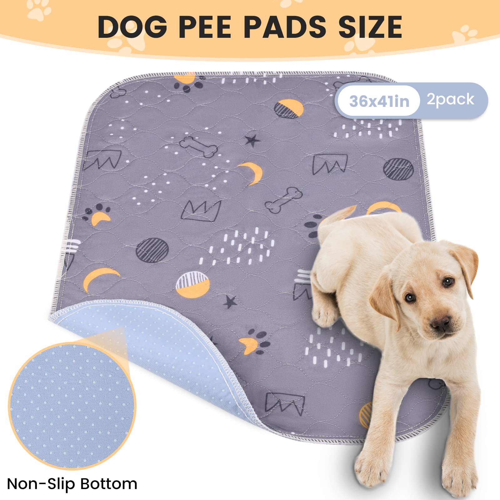 Upsky Washable Pee Pads For Dogs 2 Pack Reusable Puppy Pads Waterproof Pet Training Pads, Non-Slip Dog Mats Fast Absorbent Whelp