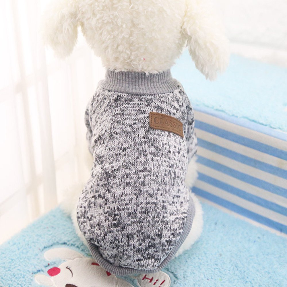 Idepet Pet Dog Classic Sweater Sweatshirt, Soft Fleece Coat For Small,Medium Dog,Warm Pet Dog Cat Clothes,Soft Puppy Customes 2 Color (S, Grey)