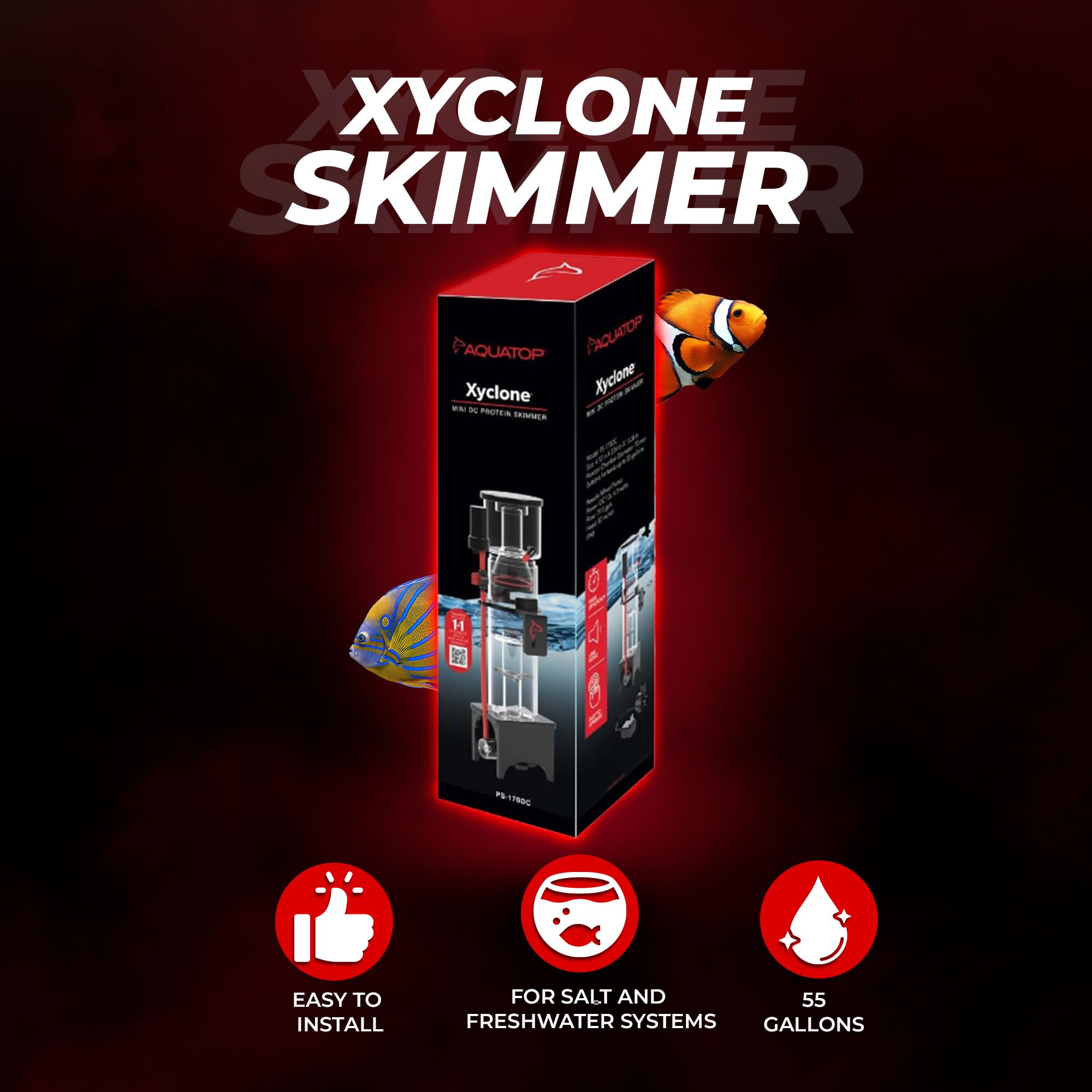 Aquatop Xyclone Mini Protein Skimmer For Saltwater Aquariums Up To 55-Gallons - Aquarium Surface Skimmer, Includes All Accessori