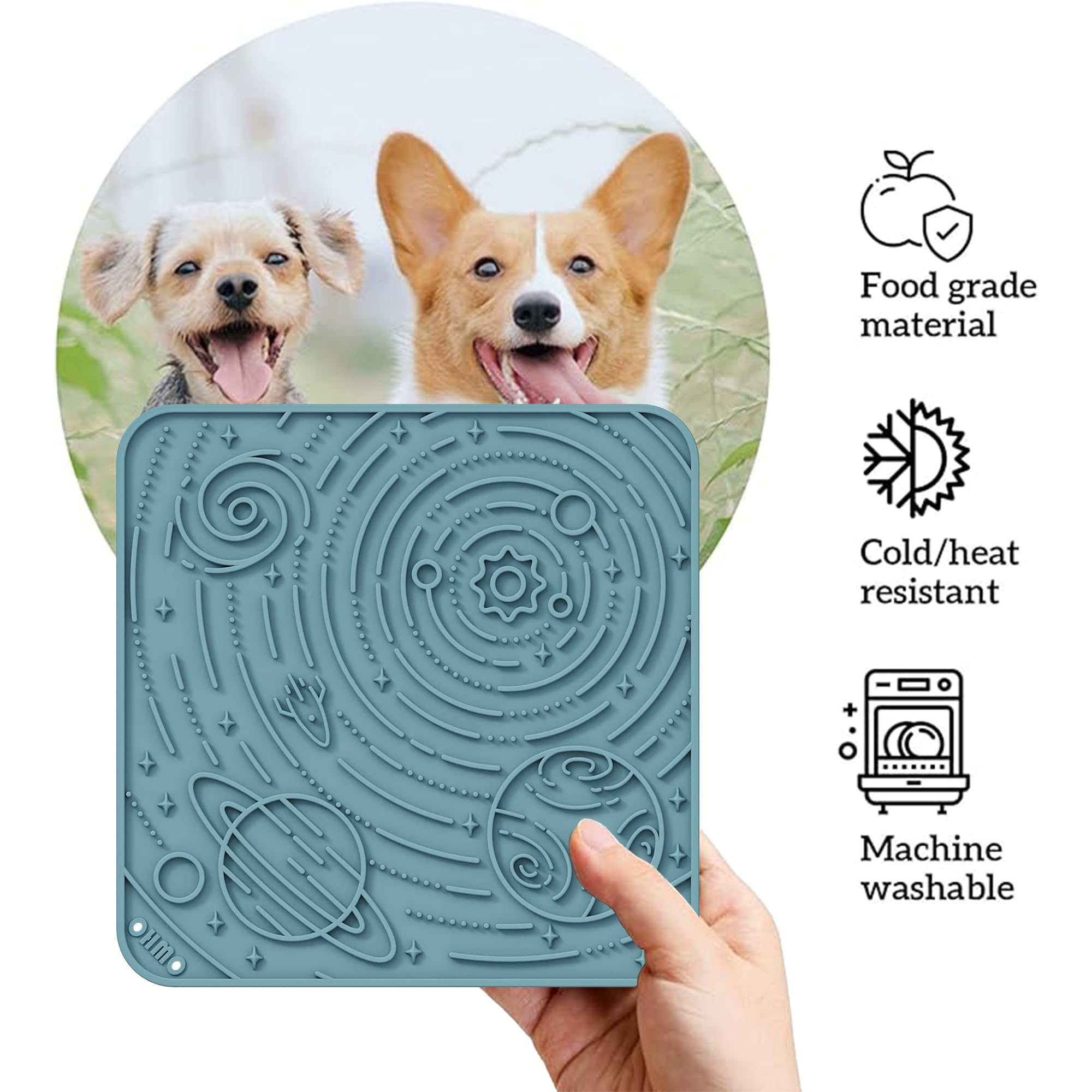 Ohmo Lick Mat For Dogs And Cats(Large, Dark&Light Blue, 2Pcs) Enrichment Accessories Toy Space Star Easy Clean Pet Slow Feeder/S
