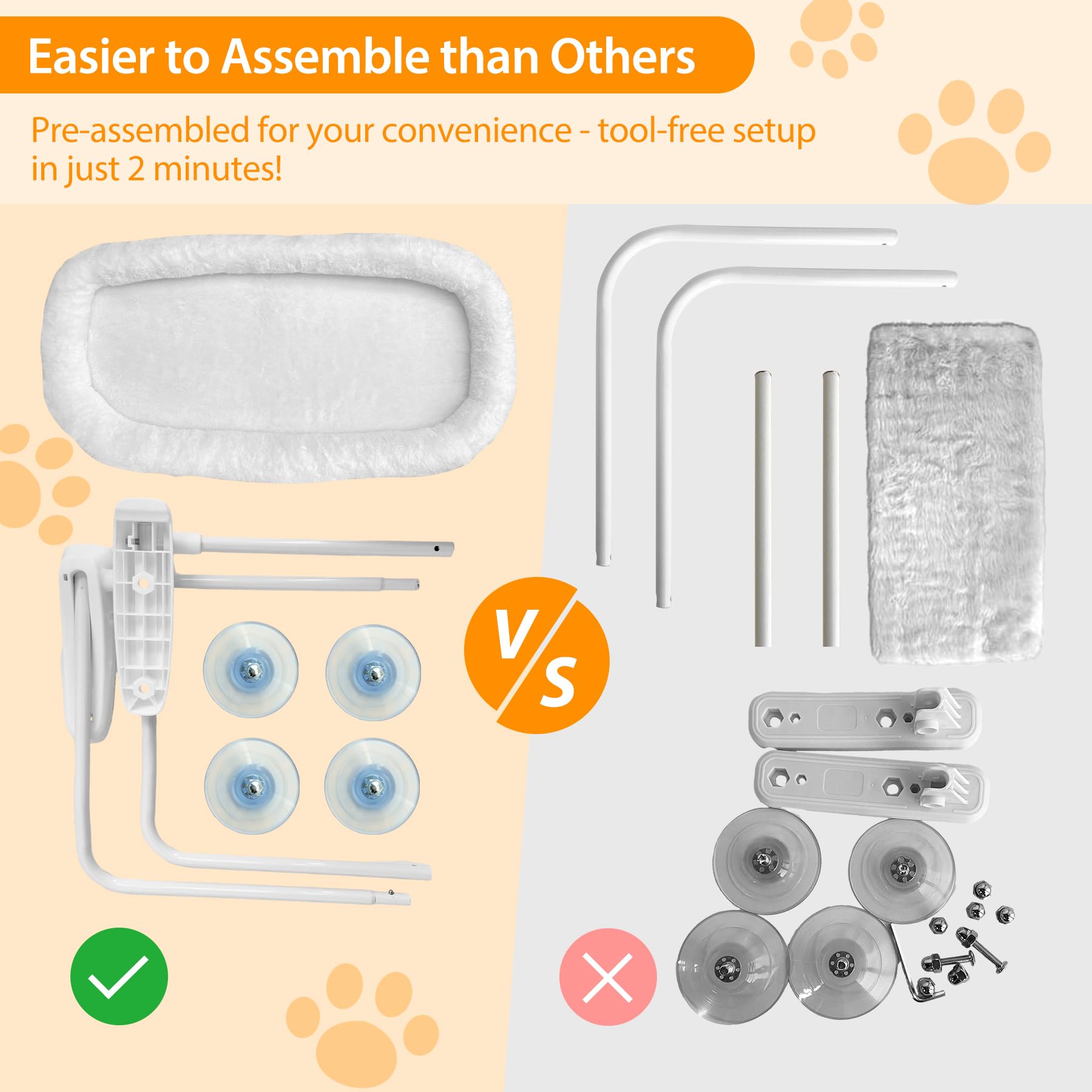 L&W Bros. Window Perch 2 Pack Cat Hammock With 4 Suction Cups - Easy To Assemble 20.5''X 11.2'' Window Bed For Large Heavy Cats