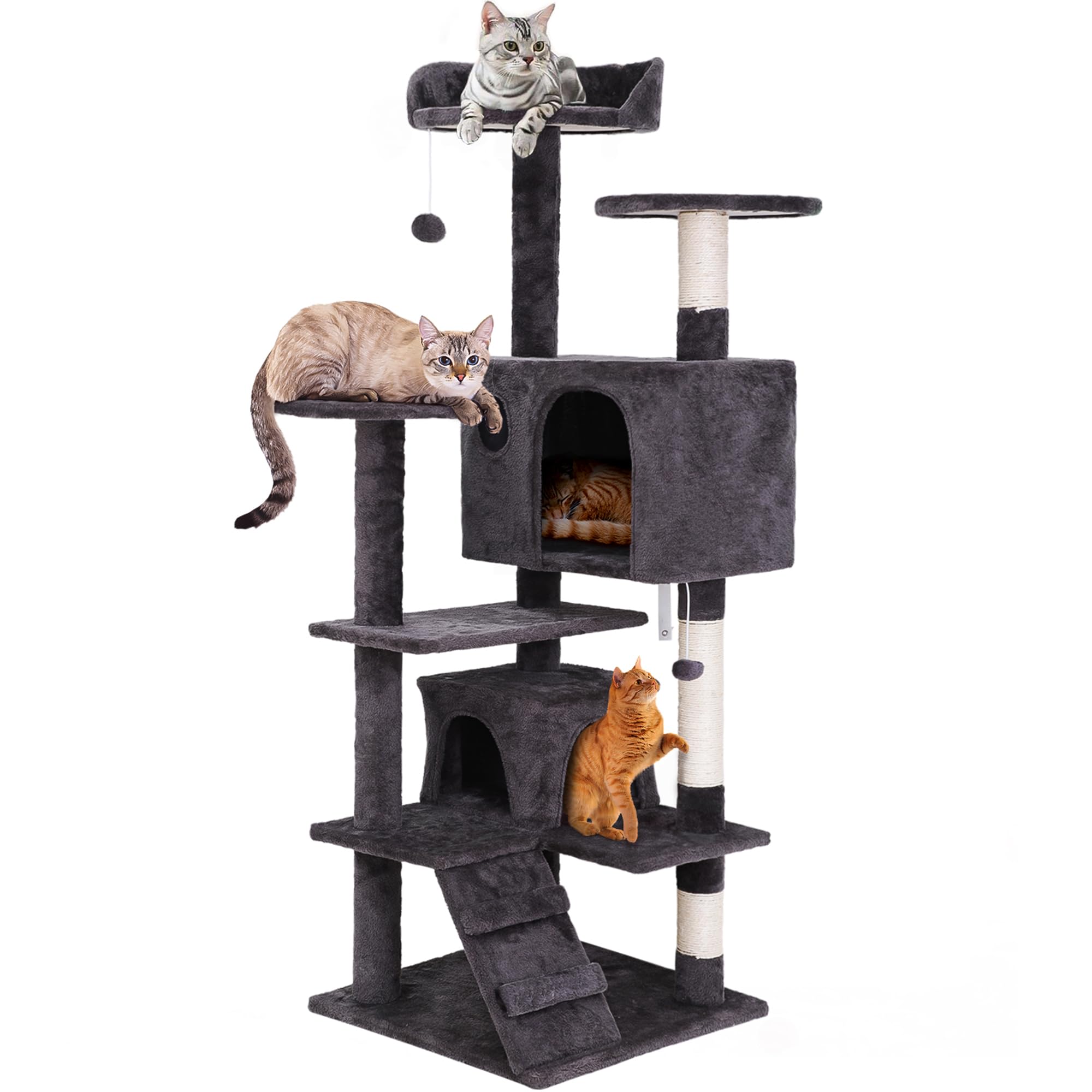 Nova Microdermabrasion 54In Cat Tree Tower For Indoor Cats Multi-Level Cat Condo Cat Bed Furniture With Scratching Post Kittens Activity Center