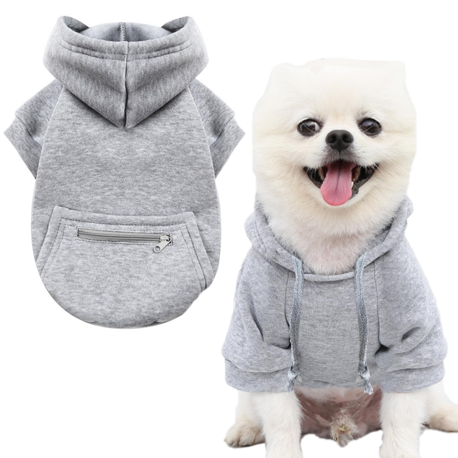 Jecikelon Pet Dog Cold Weather Coat with Pocket Winter Dog Hoodie Warm Puppy Clothes for Small Dogs Chihuahua Clothing (Small, Y