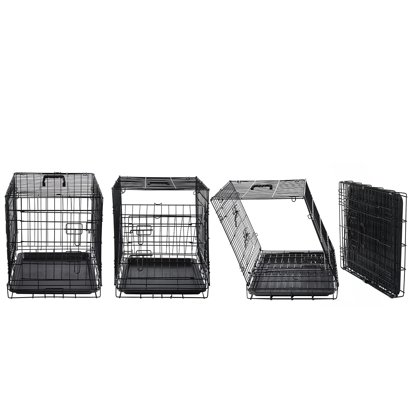 DONORO Dog Crate Kit for Small Dogs, 36"x23"x25", Collapsible Metal, Brown, Double Door with Cover for Indoor Use