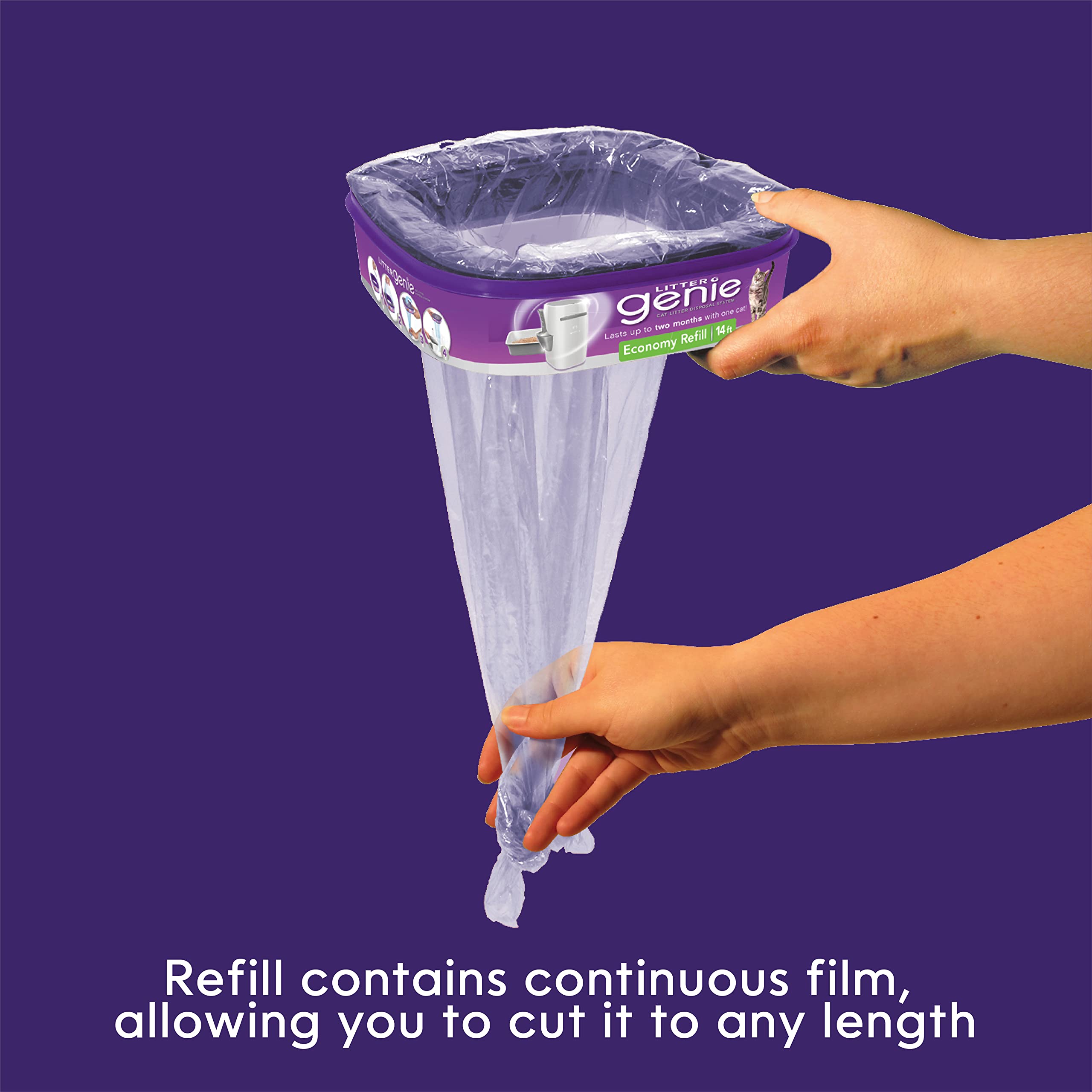 Litter Genie Refill Bags (12-Pack) | Multi-Layers Of Odor-Barrier Technology | 1 Square Refill Cartridge Lasts Up To 2 Months Per Cat