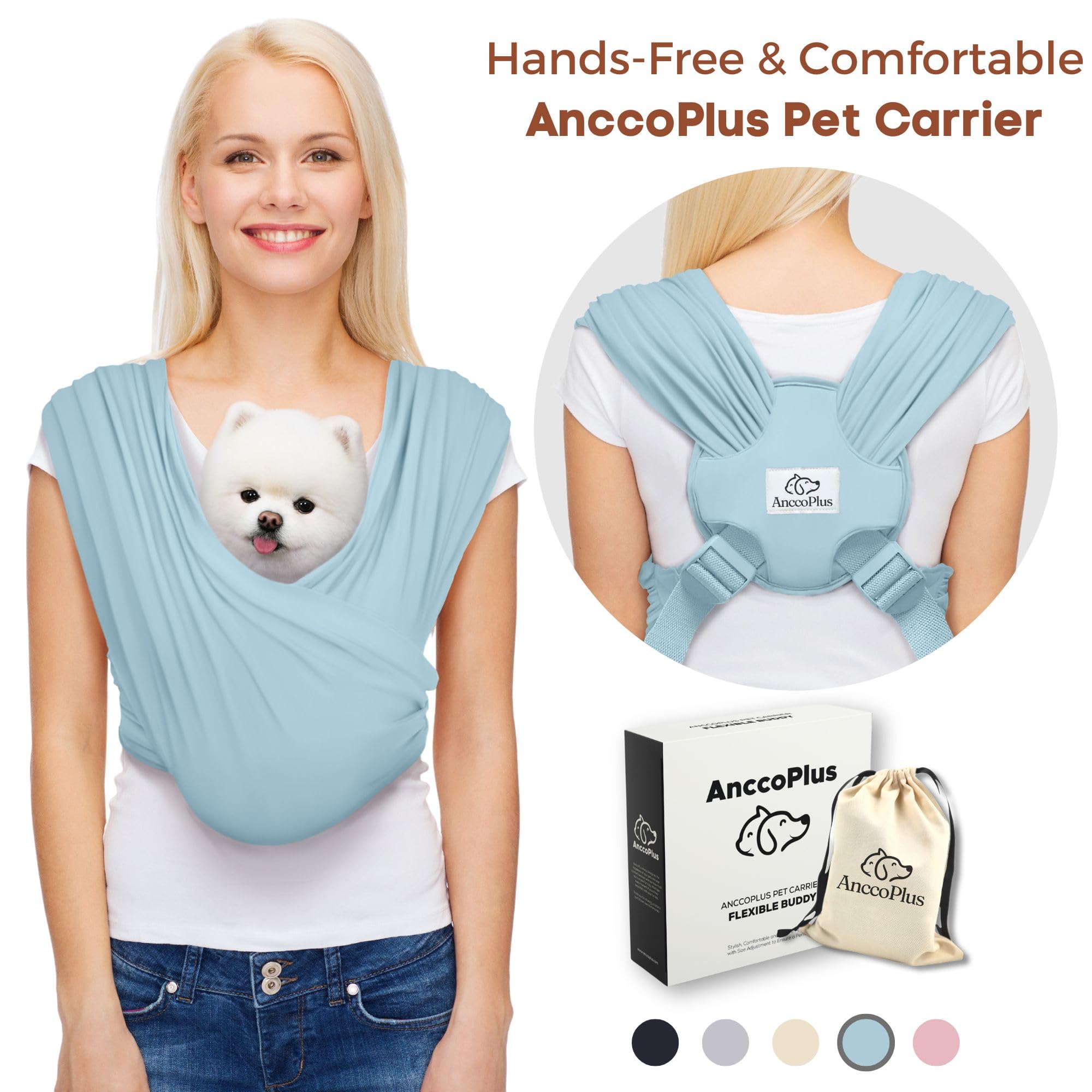 Anccoplus Dog Carriers For Small Dogs, Front Facing Dog Sling Carrier, Hands Free Cat Carrier, Size Adjustable, Reducing Back Pa