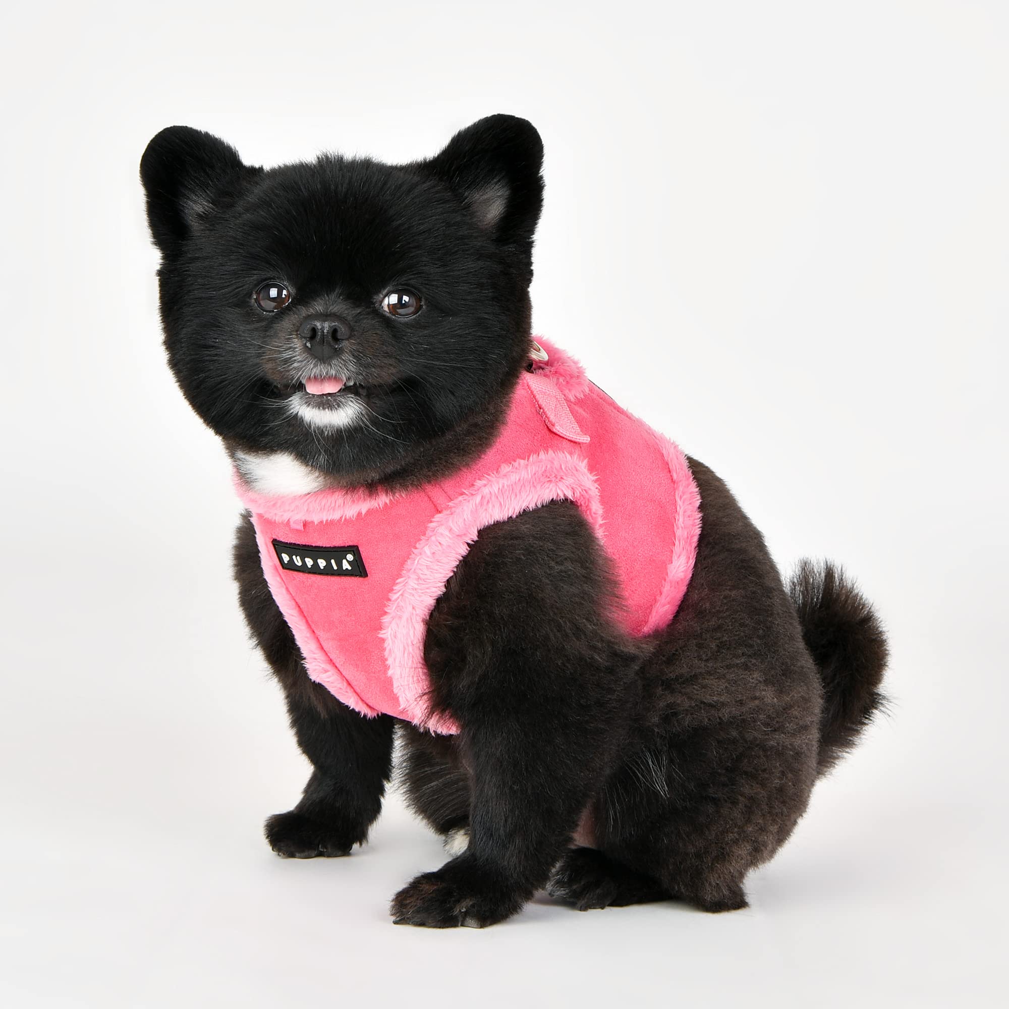 Puppia Terry Vest Dog Harness Step-In Winter Suede Warm No Choke No Pull Training Walking For Small And Medium Dog, Pink, Small