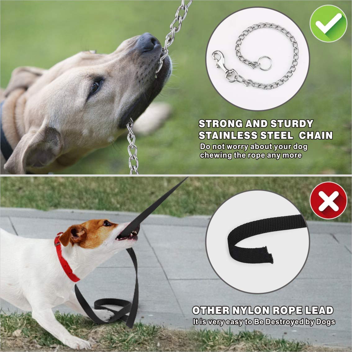 Idepet Heavy Duty Retractable Dog Leash For Small And Medium Dogs, Anti-Chewing Steel Chain 360 Degree Tangle-Free,Break And Loc