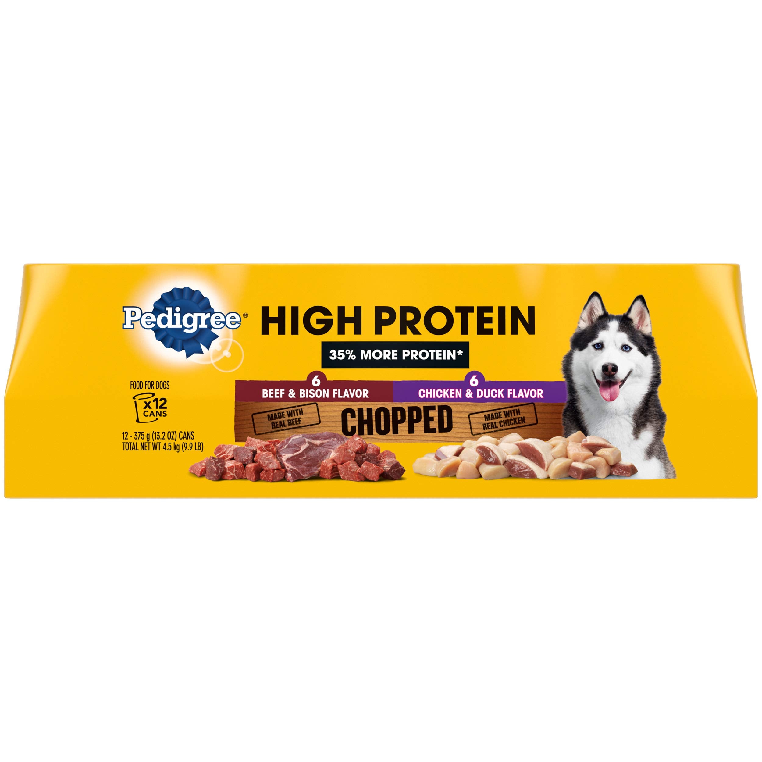 Pedigree High Protein Wet Dog Food, Chicken Duck & Beef Bison Flavors Multipack 13.2 oz. Cans (12 Count, Pack of 1)