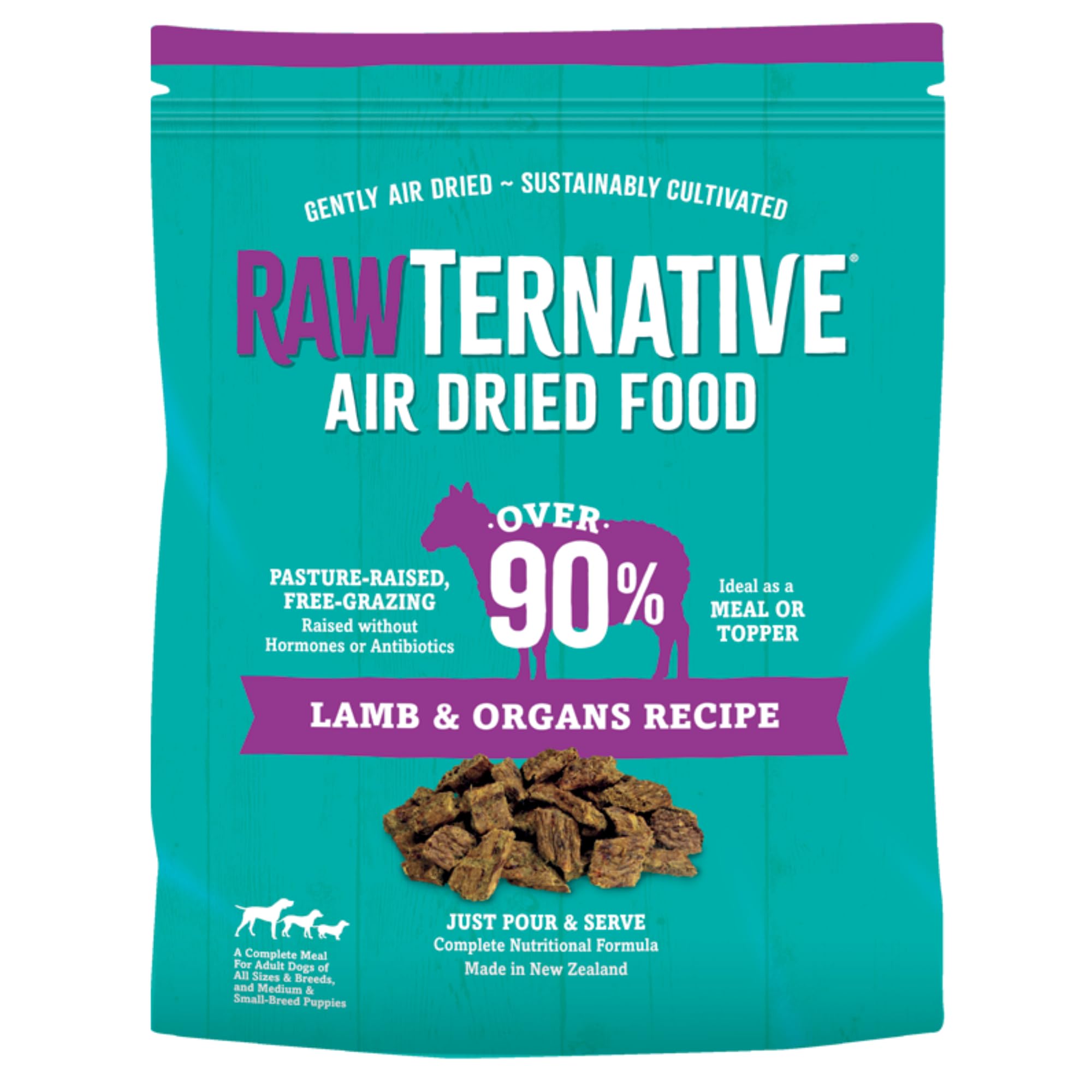 Grandma Maes Country Naturals RawTernative Air Dried Dog Food 1 LB Lamb and Lamb Organs Recipe