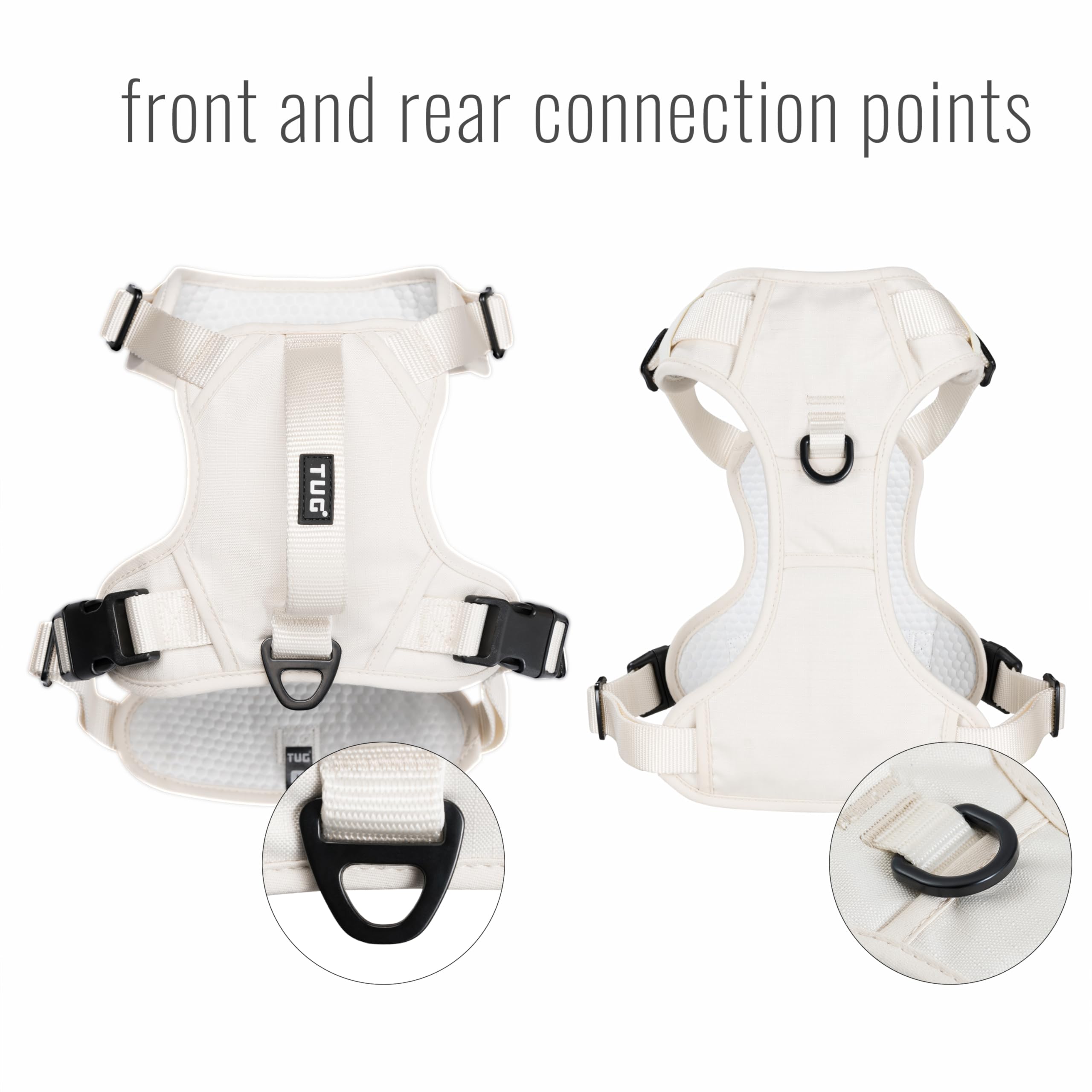 Tug Dog Harness With 2 Leash Connection Points | Adjustable, Padded, Lightweight | Handle On Back | No-Pull Front Clip (Small, C