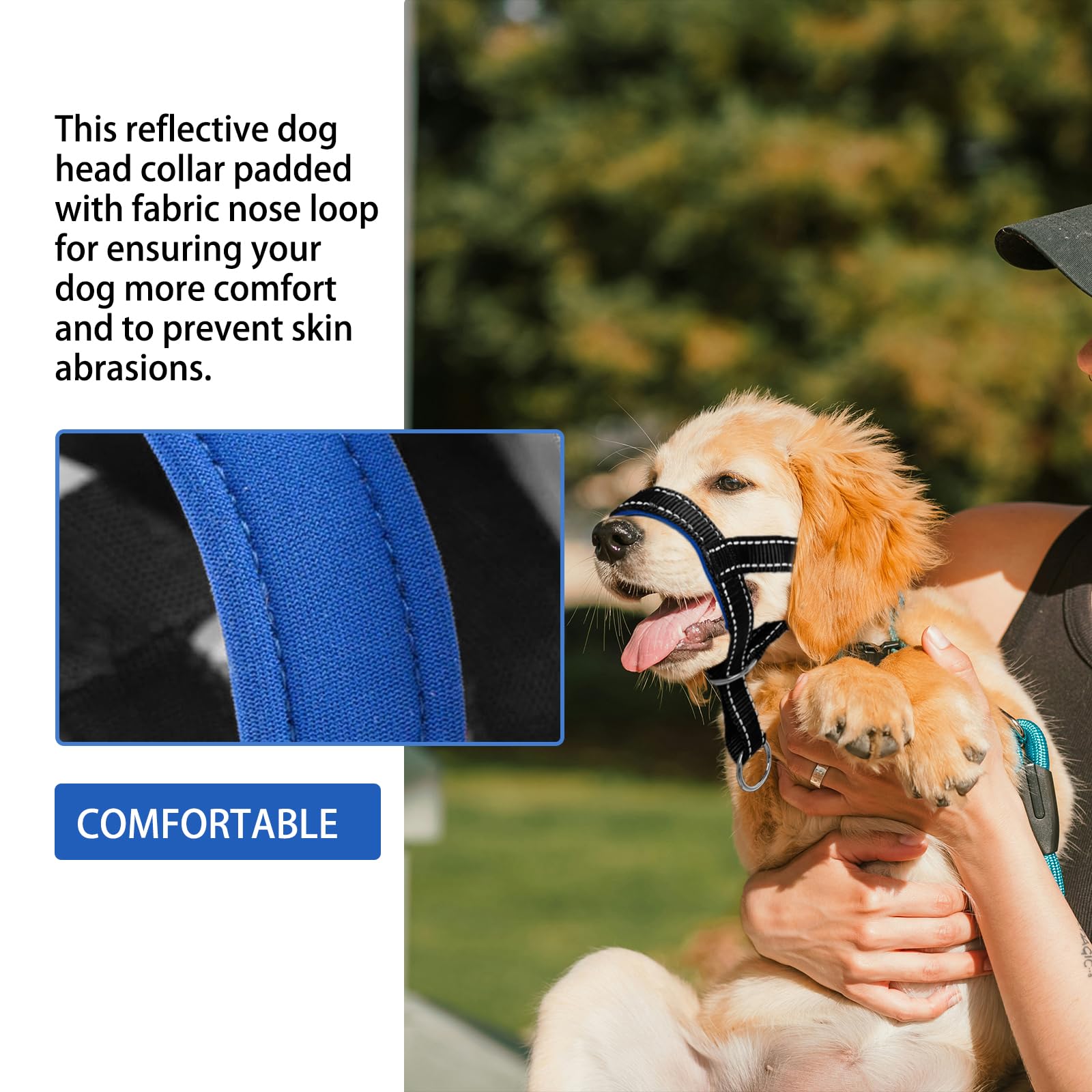 Dog Head Collar with Reflective Fabric, Adjustable Dog Head Harness to Prevent Pulling for Small Medium and Large Dogs(S, Orange