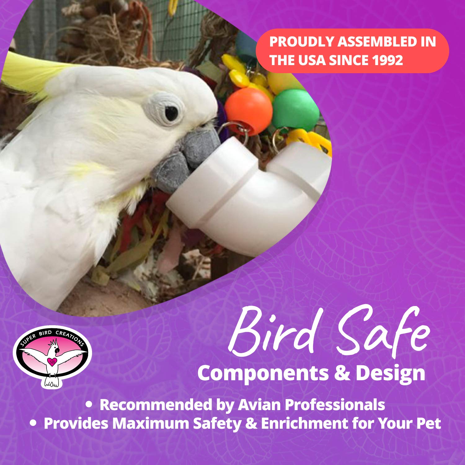Super Bird Creations SB751 PVC Forager Bird Toy, Medium/Large Bird Size, 3? x 5? x 8?