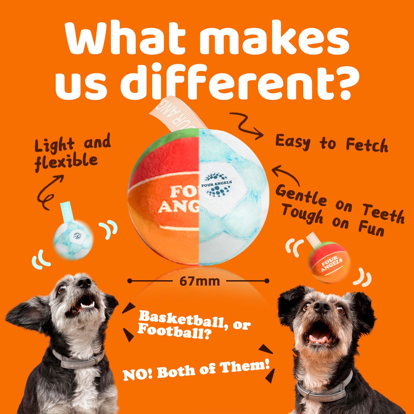 Four Angels Smart Jumping Ball For Dogs - Automatic Moving & Vibrating Interactive Roller, Fun Bounce And Shaky Play For Indoor/