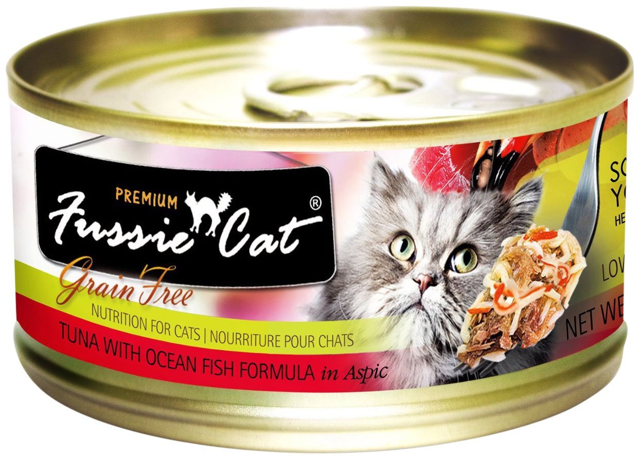 Fussie Cat Premium Tuna & Ocean Fish in Aspic Grain-Free Wet Cat Food 2.82oz, case of 24