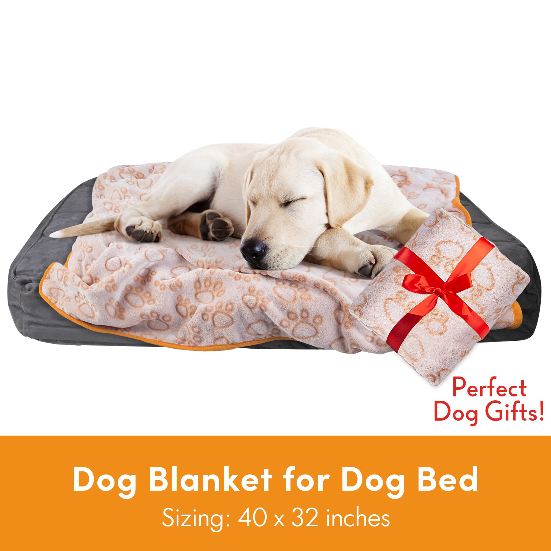 Stuffed Premium Soft Dog Blanket, With Flannel Beige Cute Paw Print, 32 * 40 Inches, Cat Blanket Puppy Supplies Dog Products Stuff Essentials