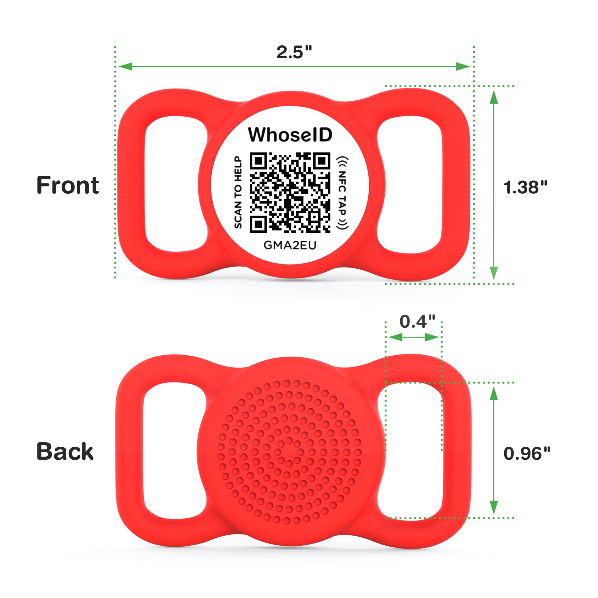 WhoseID QR Code Dog Tag with NFC, Personalized Pet ID Tag, Silent Silicone Dog ID Tag, Modifiable Pet Online Profile, Multiple E
