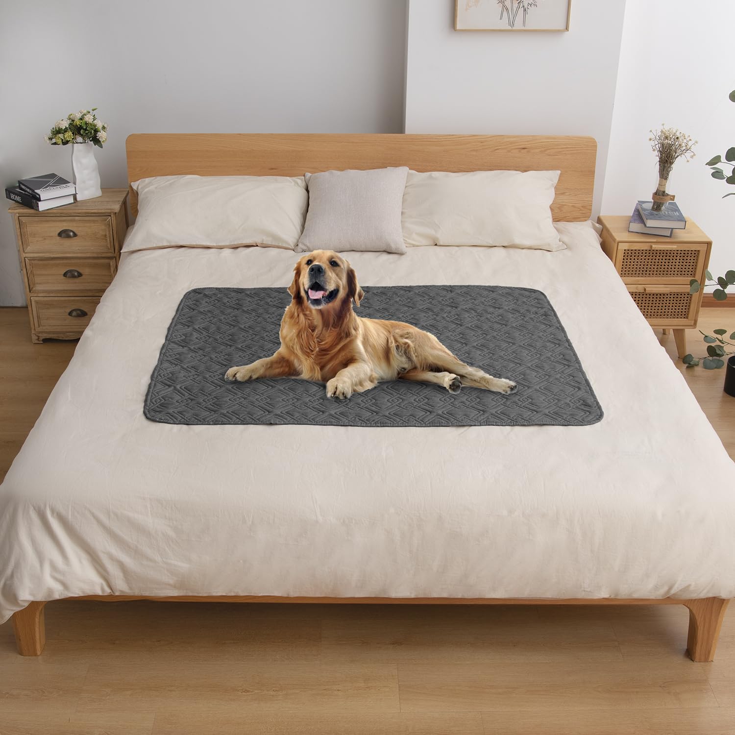 Fuguitex Waterproof Dog Bed Cover Dog Blanket For Pet Furniture Bed Couch Sofa Reversible Linen Texture(40''*50'',Dark Grey+ Dar