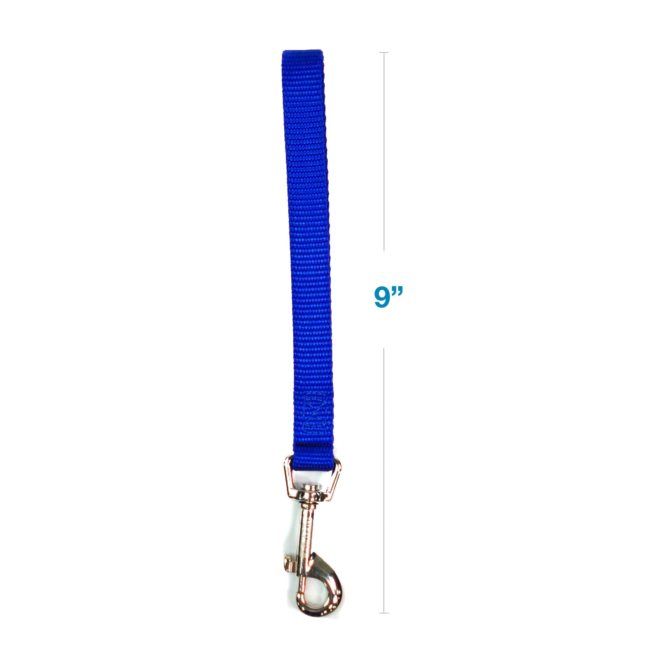 Blue-9 Dog Training Leash, 9 Inch Tab Lead For Obedience, Recall, And Agility Training, Made In The Usa, Blue