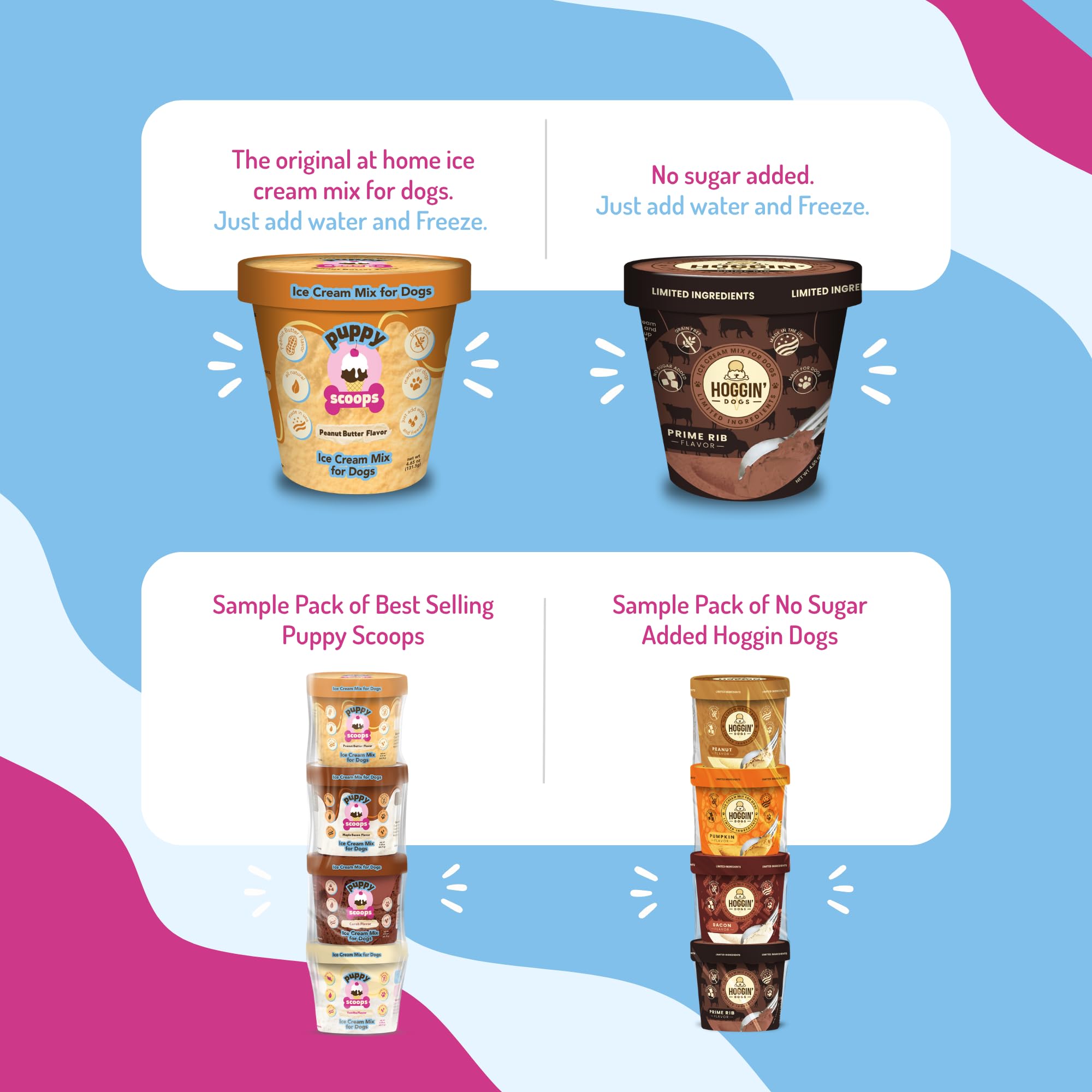 Puppy Scoops Dog Ice Cream Mix - Just Add Water and Freeze at Home, Powder Mix with Ice Cream Cup and Reusable Lid, Ice Cream Mi