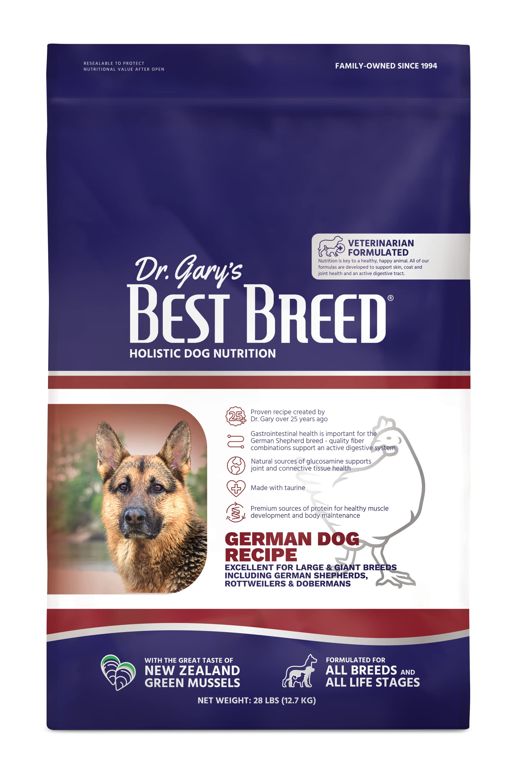 Best Breed Dr. Garys German Dog Diet Made in USA [Natural Dry Dog Food] - 28lbs, Dark Brown, Medium