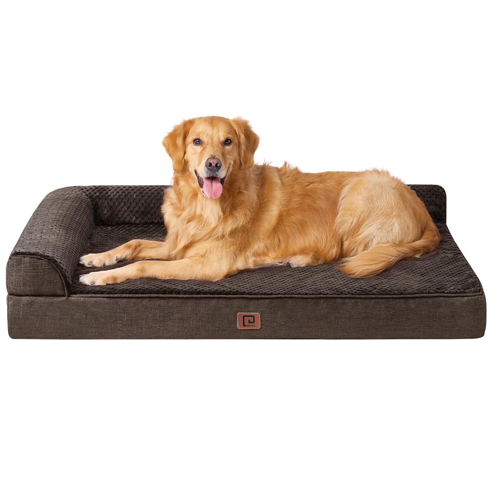 Eheyciga Memory Foam Orthopedic Xl Dog Bed, Washable Dog Bed With Waterproof Lining Removable Cover, Extra Large Dog Bed Sofa With Nonskid Bottom Xlarge Pet Couch Bed, 44X32 Inches, Brown