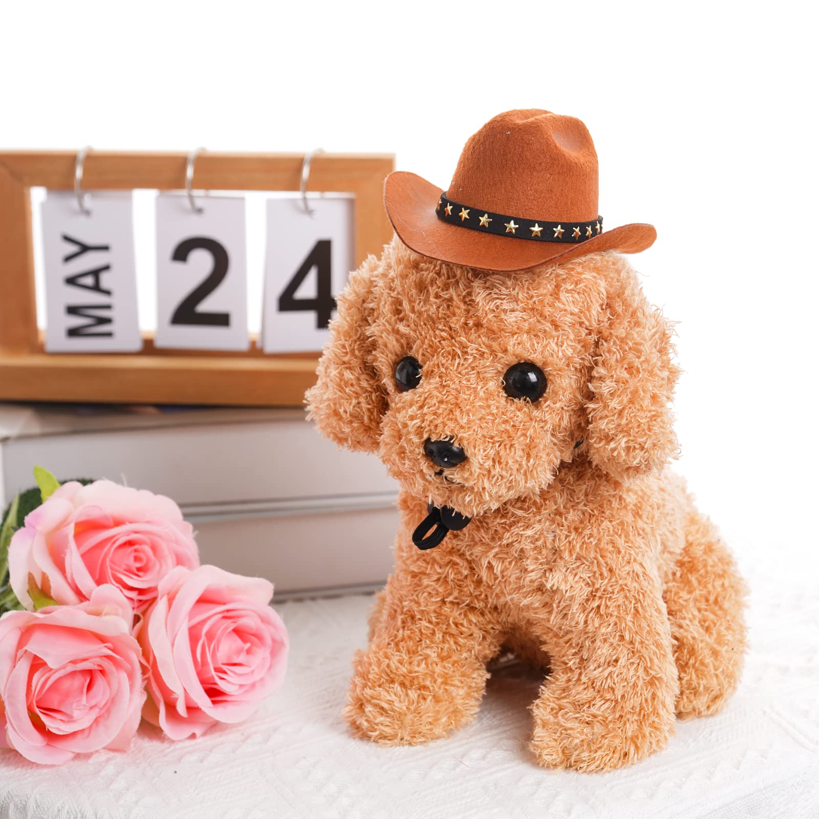 Choyaxo Pet Cowboy Costume Cosplay Cap Halloween Costumes For Dogs Cat Pet Party Decoration Mini Cowboy Hat (Brown, Medium)
