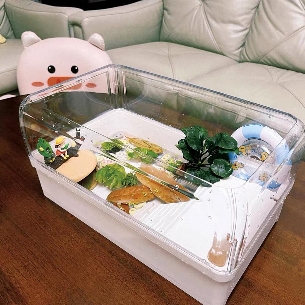 Flushbay Turtle Tank With Basking Platform Multi-Functional Areas Acrylic Turtle Aquarium Tank With 360 Panoramic View For Turtl