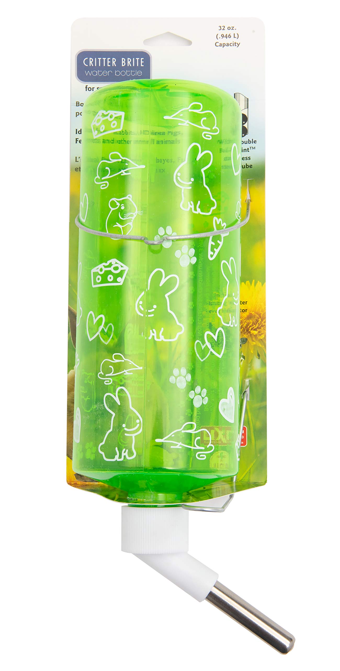 Lixit Critter Bright Water Bottles For Hamsters, Rabbits, Chinchillas, Ferrets, Guinea Pigs And Other Small Animals (32 Ounce, Assorted Colors Pack Of 1)