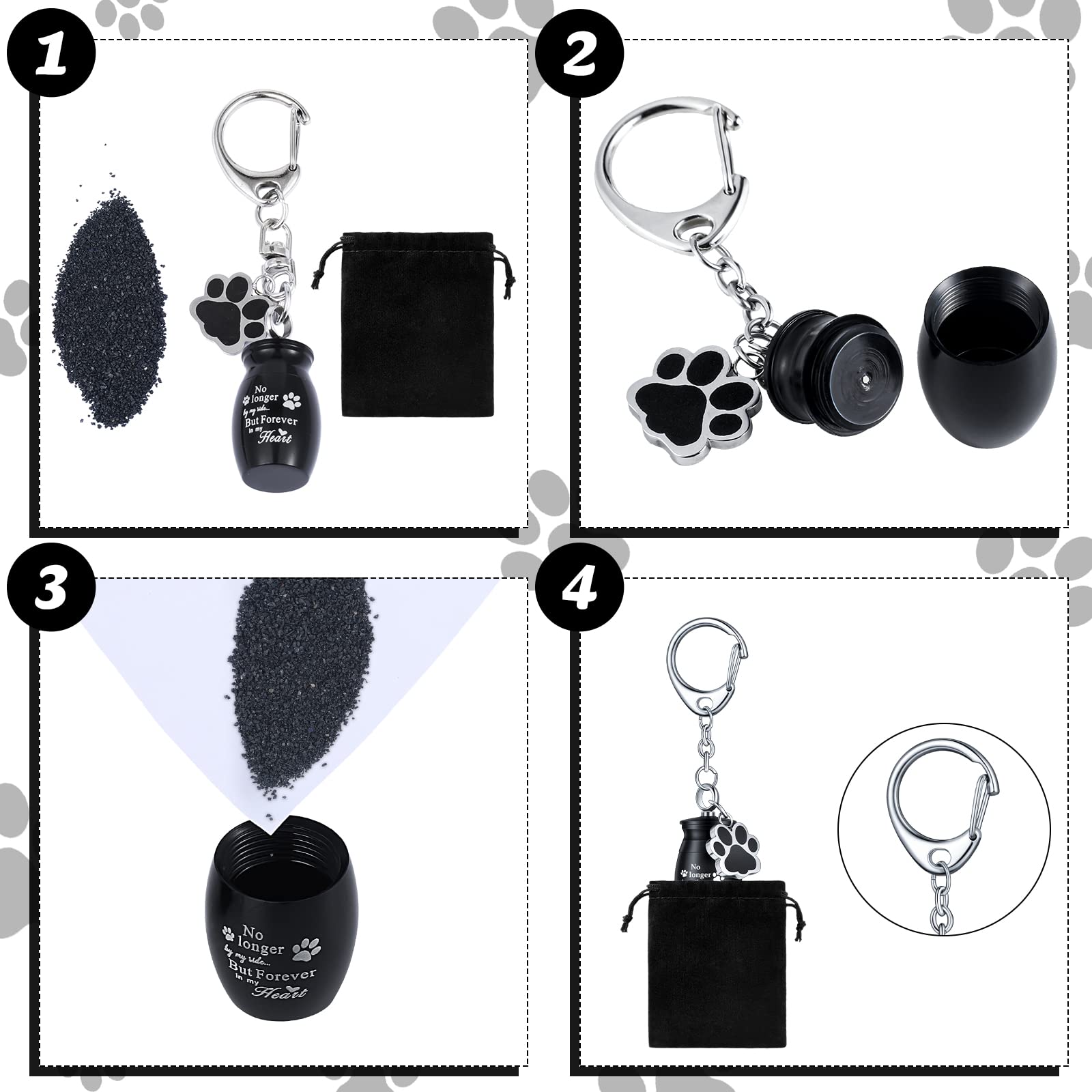 Tudomro Pet Urns Keychain - 2 Pcs Dog & Cat Cremation Jewelry with Storage Bags - Fresh Style