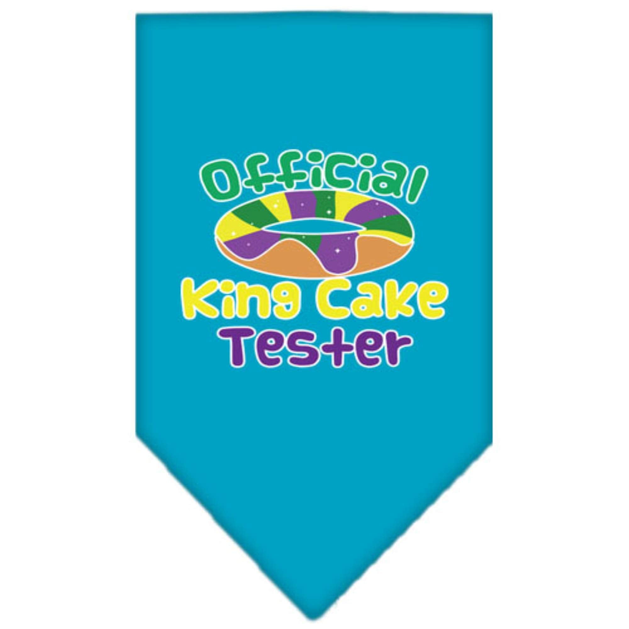 Mirage Pet Product King Cake Taster Screen Print Mardi Gras Bandana Turquoise Large
