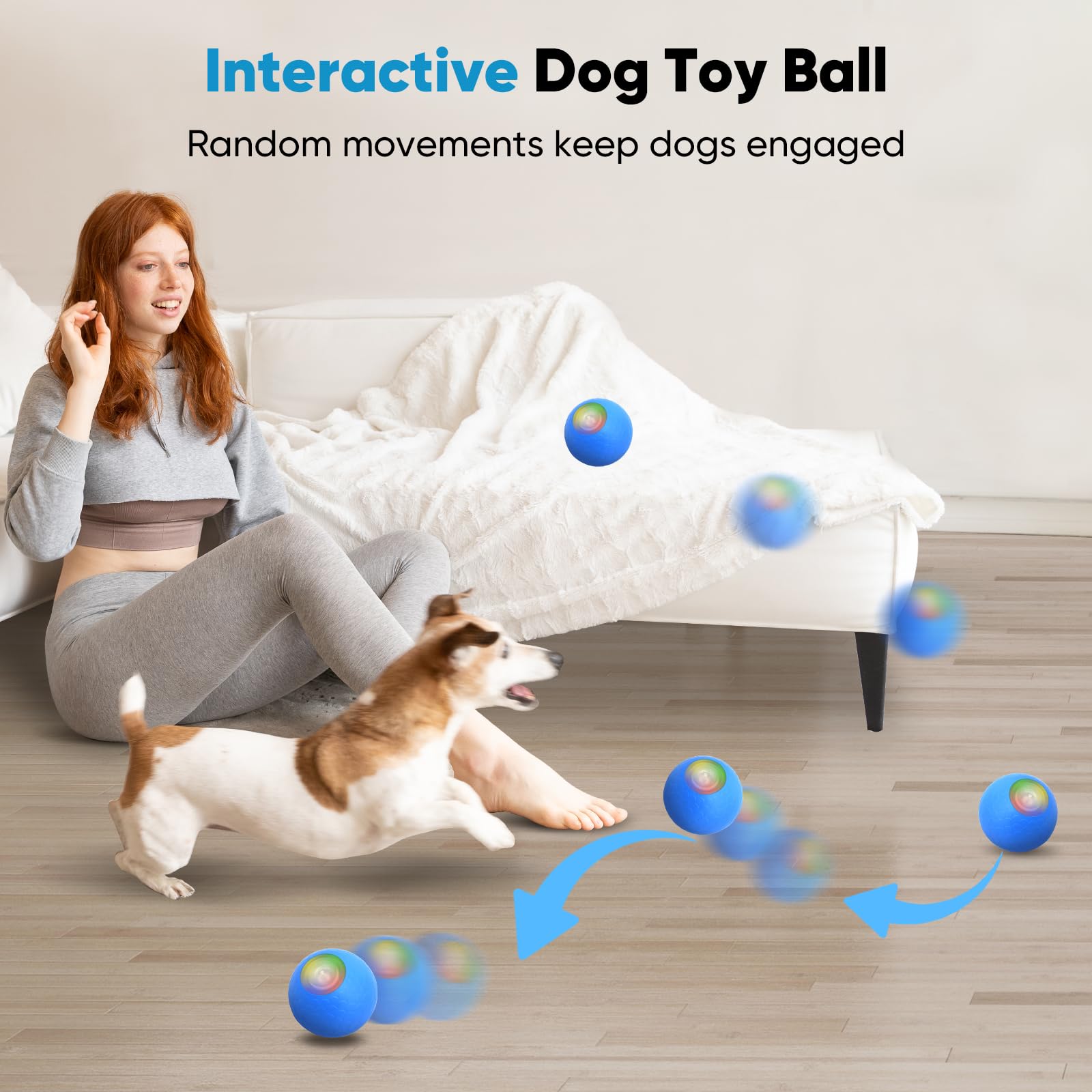 Petbobi Interactive Dog Toy Ball - 2025 Newly Upgraded Automatic Moving Dog Toys for Small Breeds, Motion Activated, USB Recharg
