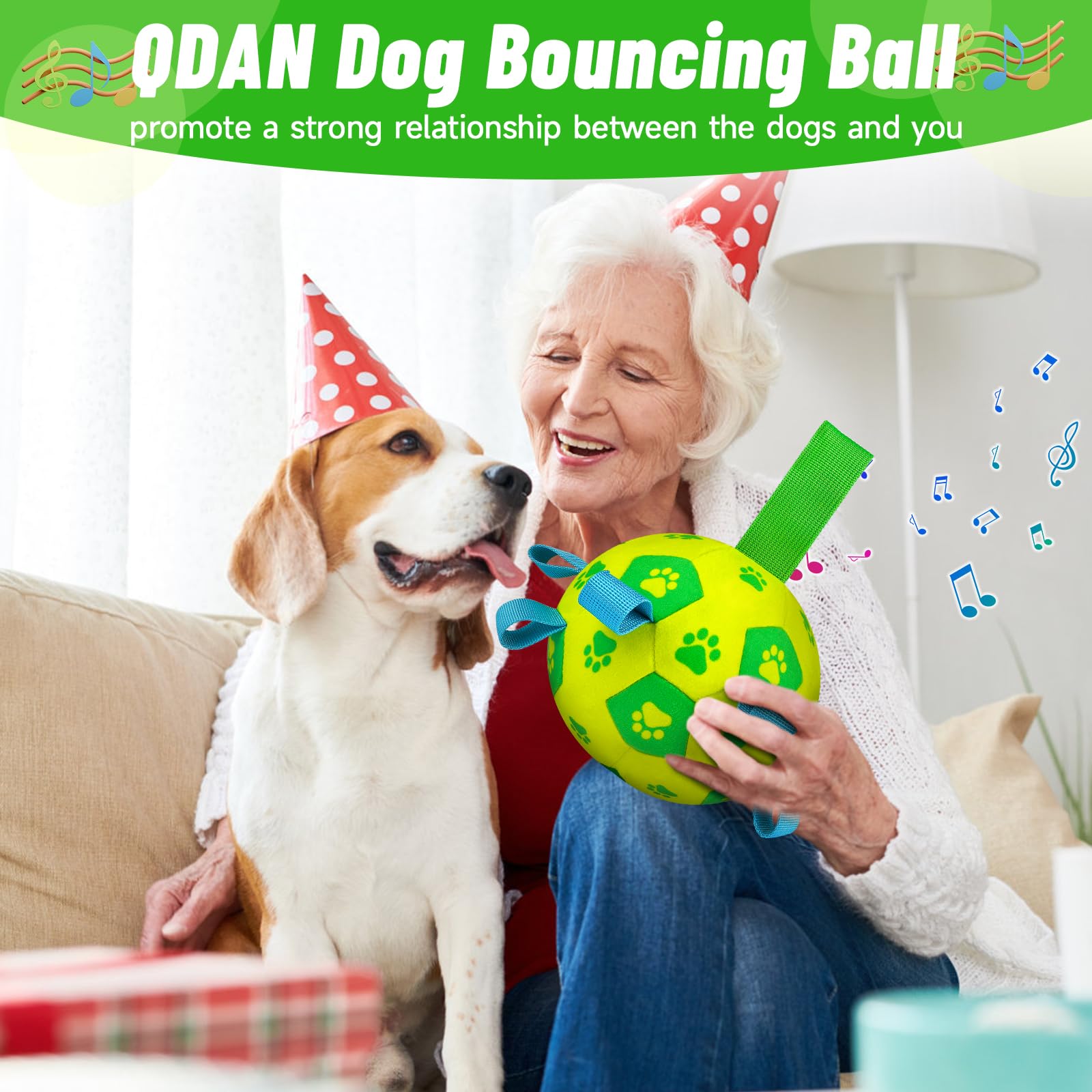 Qdan Interactive Dog Toys, Moving Dog Balls With Straps, Remote Control, Jumping Rolling Bouncing Soccer Ball For Dogs For Small