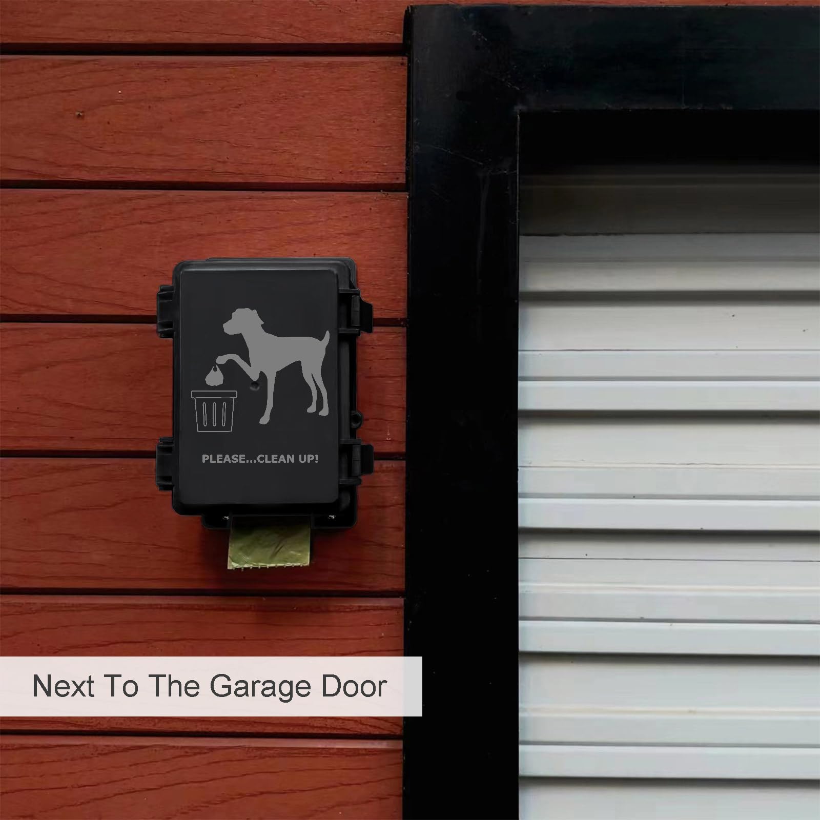 Dog Poop Bag Dispenser Wall Mounted Waterproof Outdoor Pet Waste Bags Dispenser Station with Cute Doggie Poo Images Post, Pole,