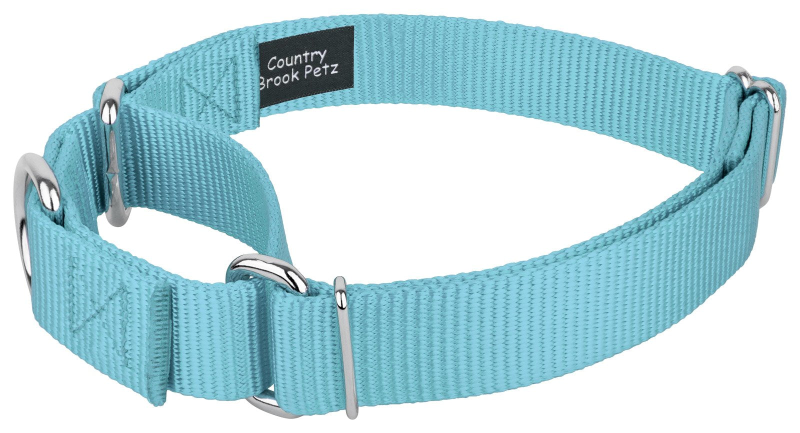 Country Brook Petz - Ocean Blue Martingale Heavy Duty Nylon Dog Collar - 21 Vibrant Color Options (3/8 Inch Width, Micro)