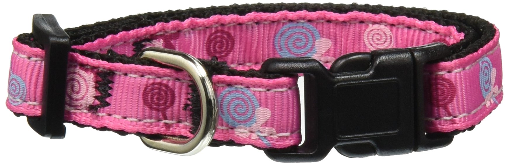 Mirage Pet Products Lollipops Nylon Ribbon Collar for Pets, Small, Bright Pink