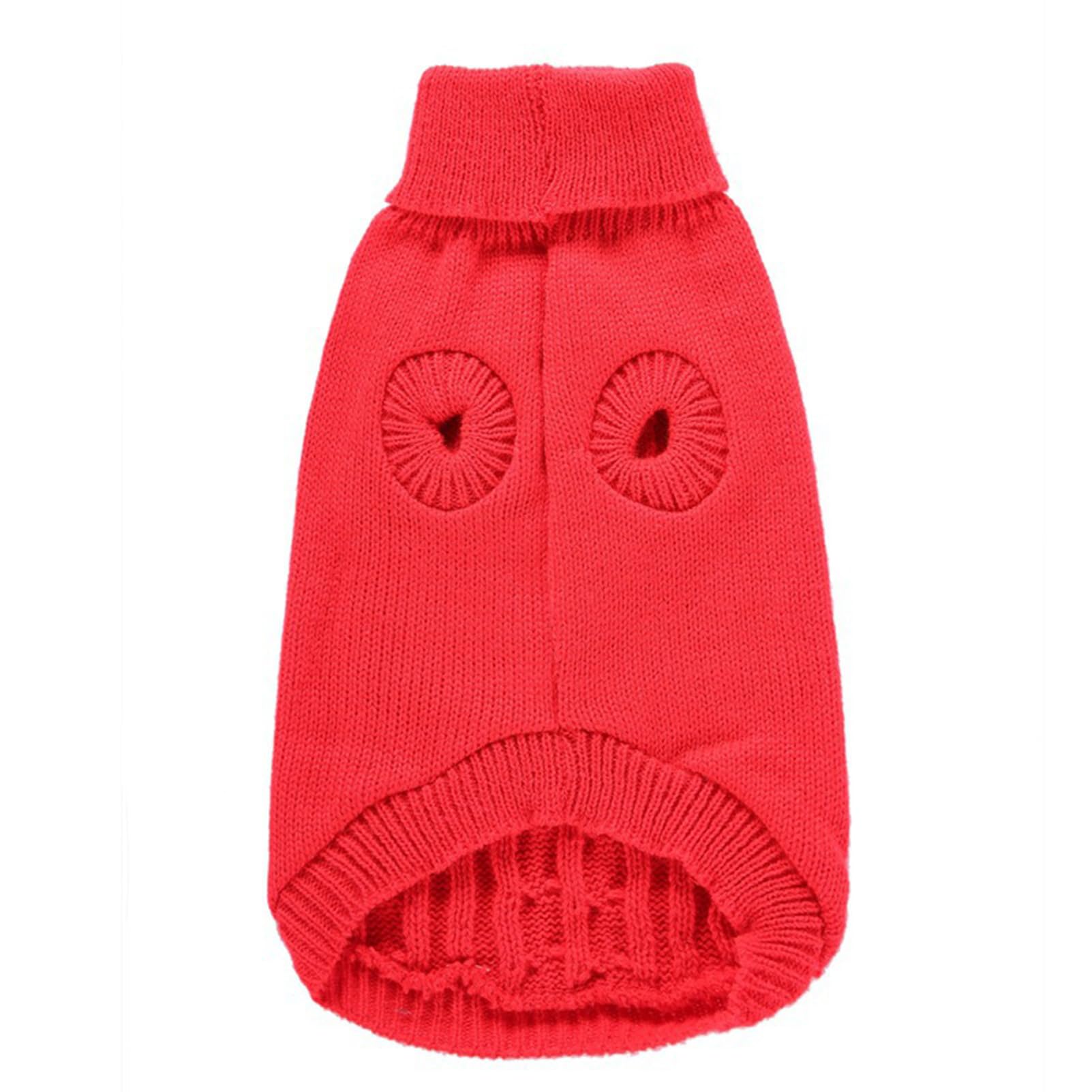 Chborchicen Small Dog Sweaters Knitted Pet Cat Sweater Warm Dog Sweatshirt Dog Winter Clothes Kitten Puppy Sweater (Medium,Red)