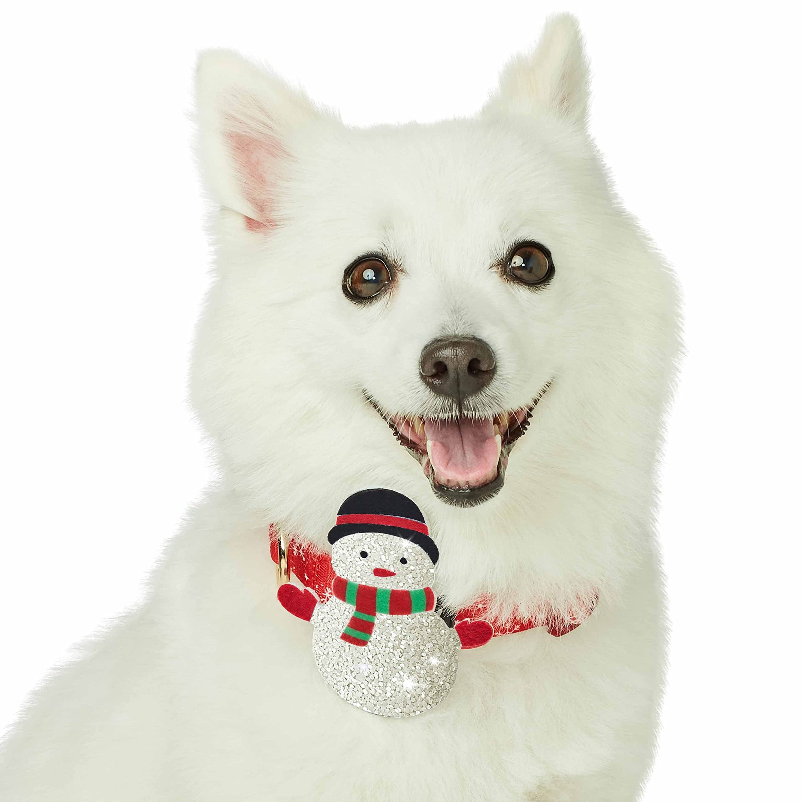 Blueberry Pet Christmas Snowflake Adjustable Dog Collar, Medium, 14.5''-20'', Festive Snowman D  Cor - Dog Collars For Small Dog