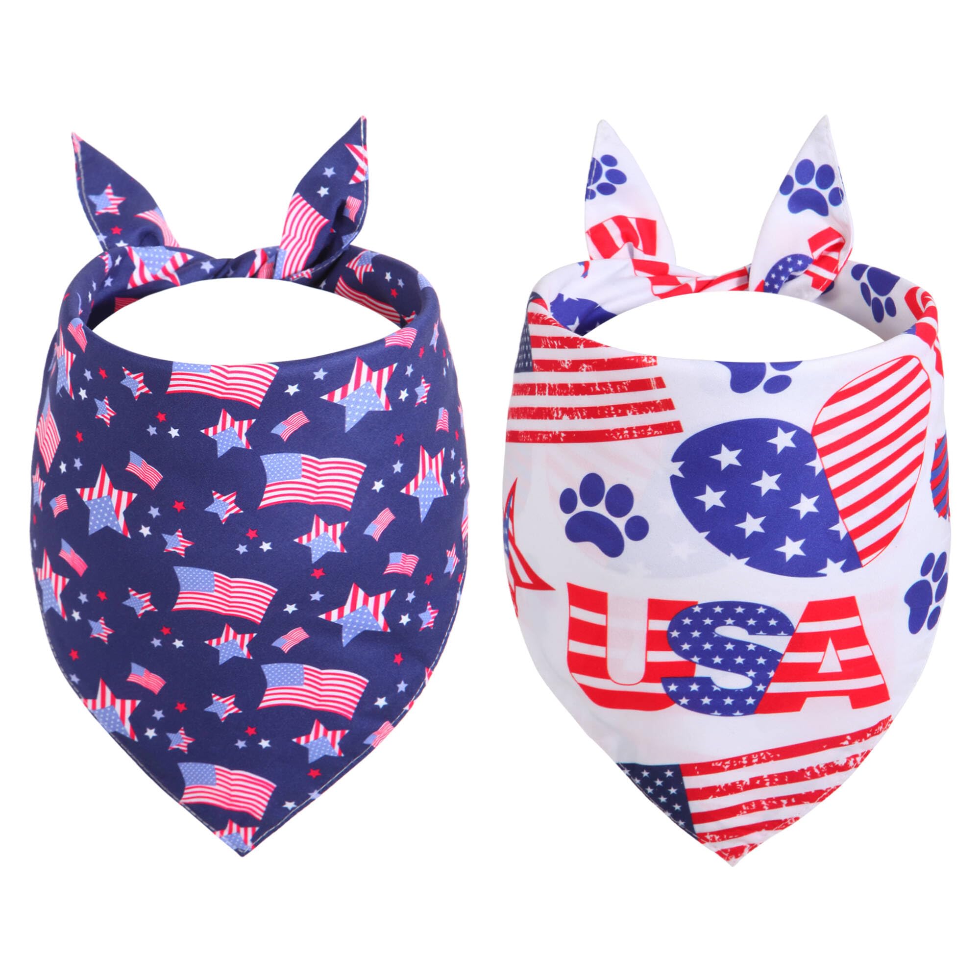 Gofshy 4Th Of July Dog Bandanas Xlarge 2Pcs, American Flag Patriotic Scarf, Independence Holiday Bandana,Premium Durable Triangl