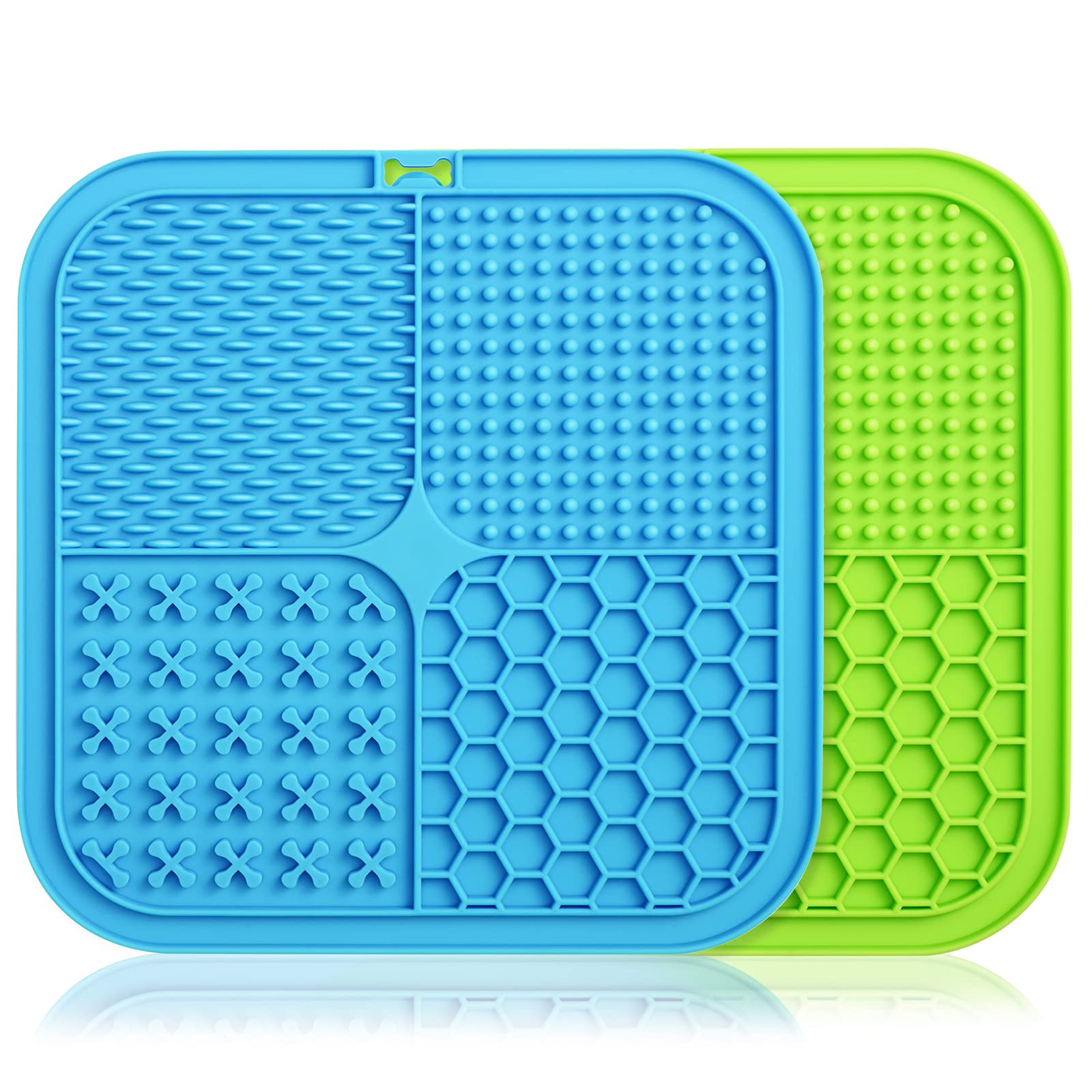 Udofine 2Pack Slow Feeder Dog Bowls, Boredom & Anxiety Reducer, Dental Hygiene & Fresh Breath, Safe & NonToxic, Blue, Silicone 