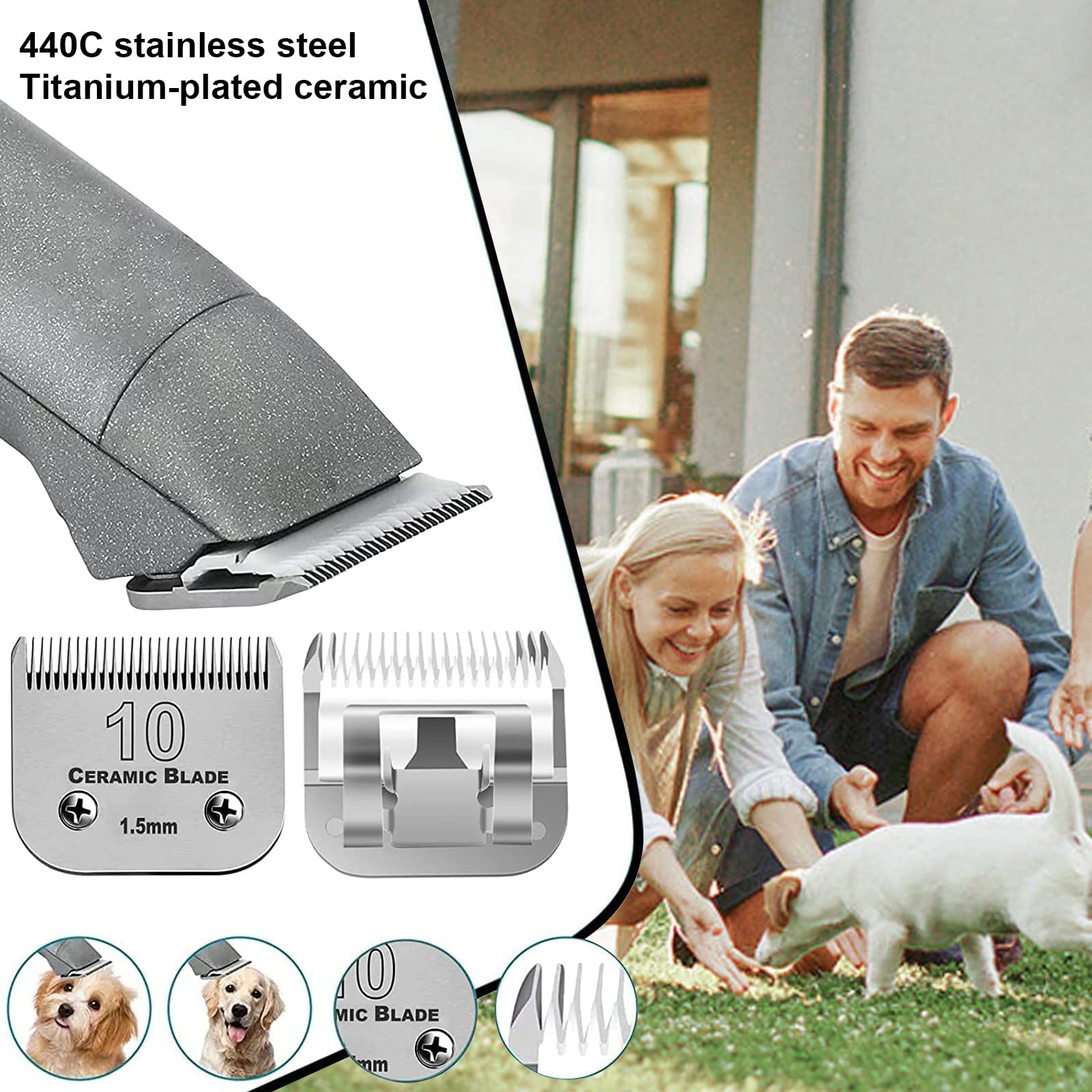 6Pack 10Blades Dog Grooming Replacement Blades Compatible With Andis Pet Clipper/Oster A5/Wahl Km Series Dog Clipper,Ceramic Bla