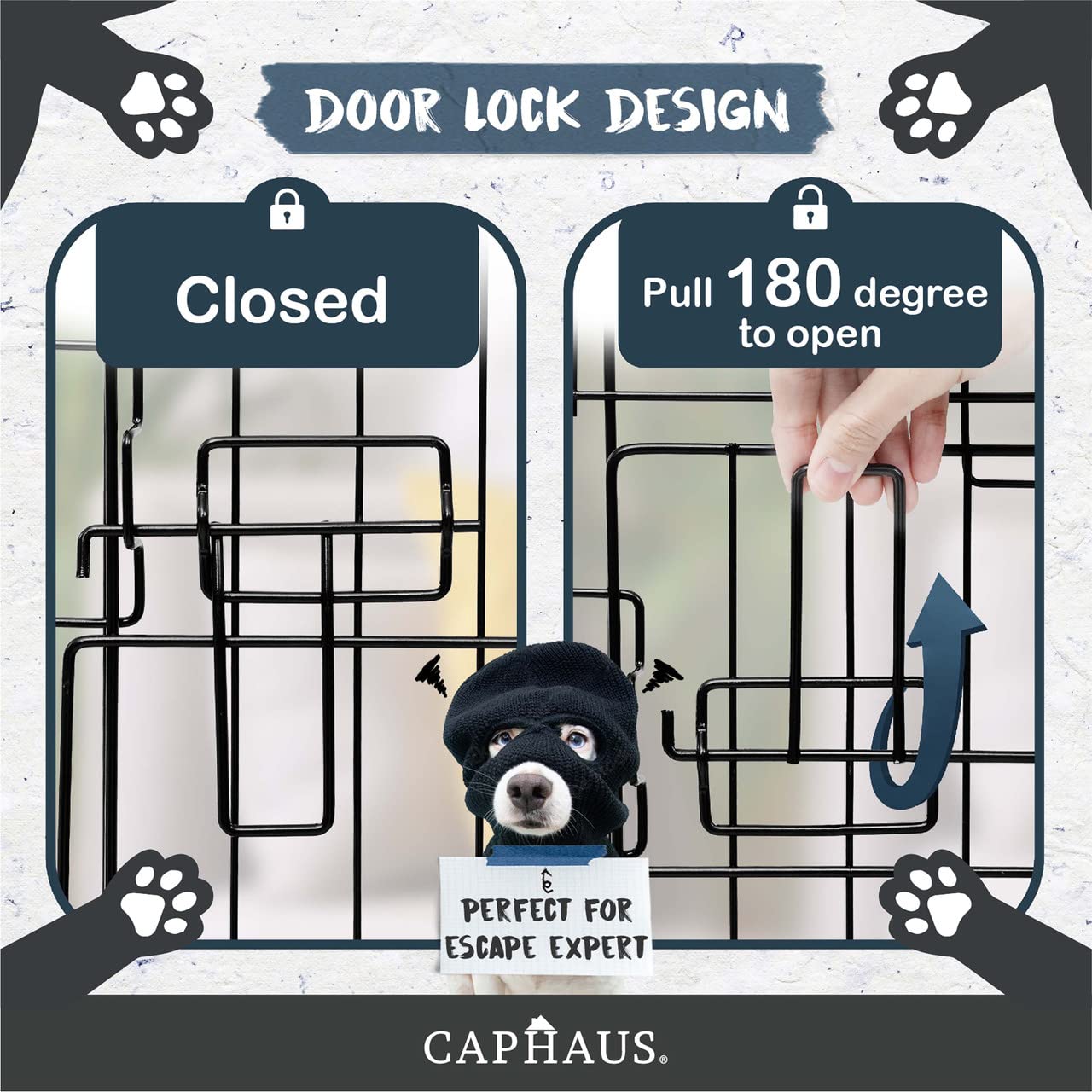 Caphaus Foldable Dog Crate Wire Metal Kennel W/Leak-Proof Pan & Protecting Feet & Divider Panel, Single Or Double Door, Small, Medium & Large Dog Crate Indoor Wire Dog Cage, 36?W/Double Doors