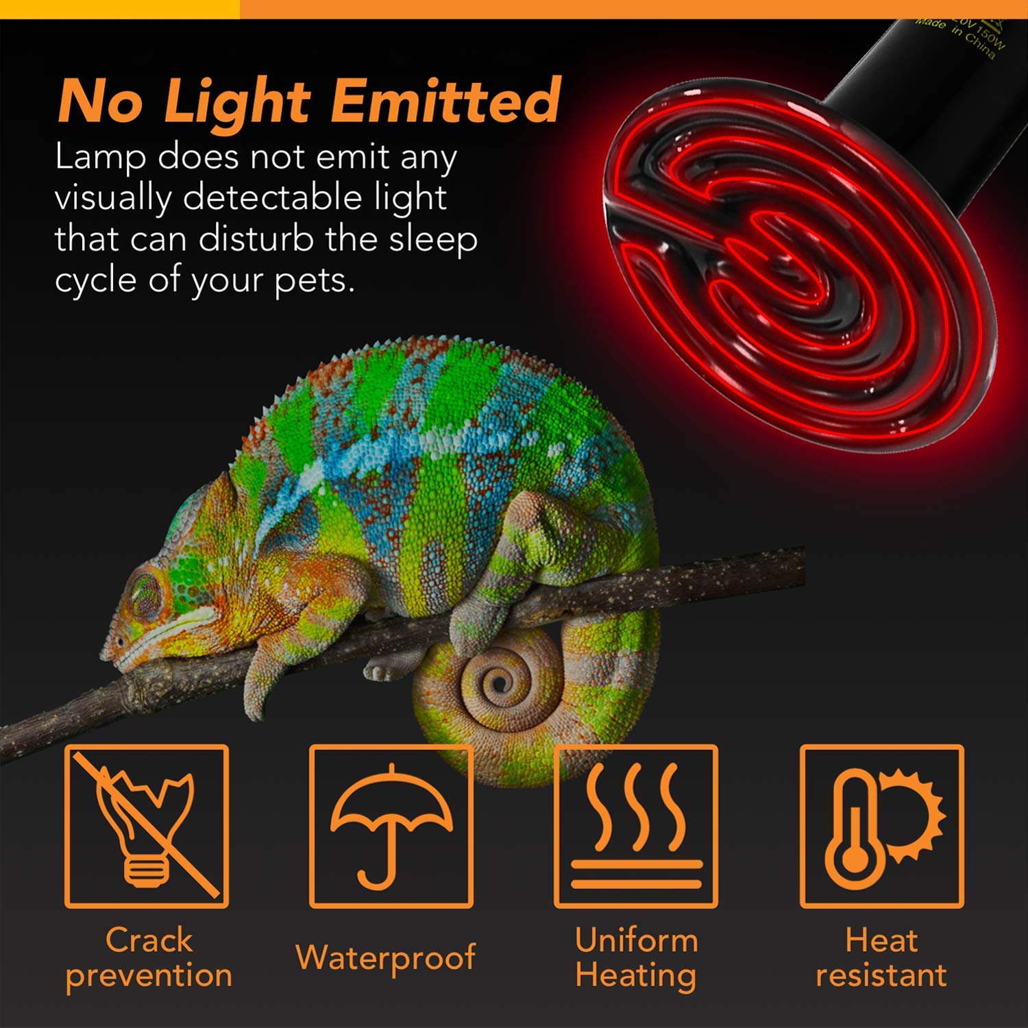 Simple Deluxe Ptclamcr150M 150W Ceramic Reptile Heat Lamp Bulb & 150W Clamp Light With 8.5'' Aluminum Reflector Combo For Amphib